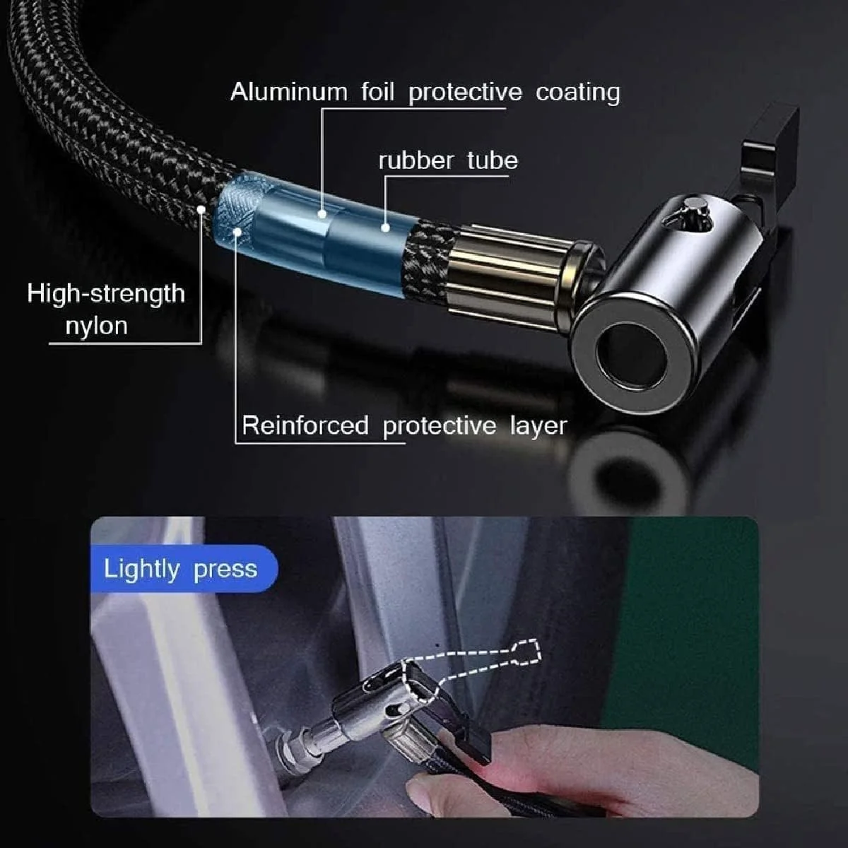 پمپ باد برقی دوچرخه، کمپرسور هوای قابل حمل خودرو، 40 دقیقه زمان کار مداوم و چراغ LED، پمپ کمپرسور هوا 71 PSI 12V