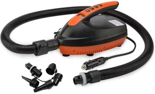 پمپ باد برقی دیجیتال | نمایشگر LCD | پمپ باد چند منظوره 16 PSI | مناسب برای وسایل بادی ورزش های آبی | 110 وات | PSI قابل تغییر 0-16 | آداپتور فندکی خودرو