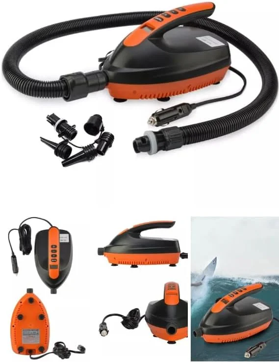 پمپ باد برقی دیجیتال | نمایشگر LCD | پمپ باد چند منظوره 16 PSI | مناسب برای وسایل بادی ورزش های آبی | 110 وات | PSI قابل تغییر 0-16 | آداپتور فندکی خودرو