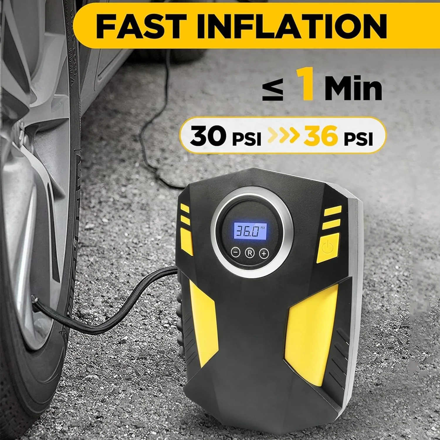 کمپرسور باد قابل حمل برای تایر، پمپ تایر خودرو 12 ولت با 3 آداپتور نازل، فشارسنج دیجیتال با خاموشی خودکار، پمپ باد برقی با چراغ چشمک زن LED برای تایرهای خودرو، دوچرخه و توپ کمپرسور باد قابل حمل برای تایر، پمپ تایر خودرو 12 ولت با 3 آداپتور نازل، فشارسنج دیجیتال با خاموشی خودکار، پمپ باد برقی با چراغ چشمک زن LED برای تایرهای خودرو، دوچرخه و توپ