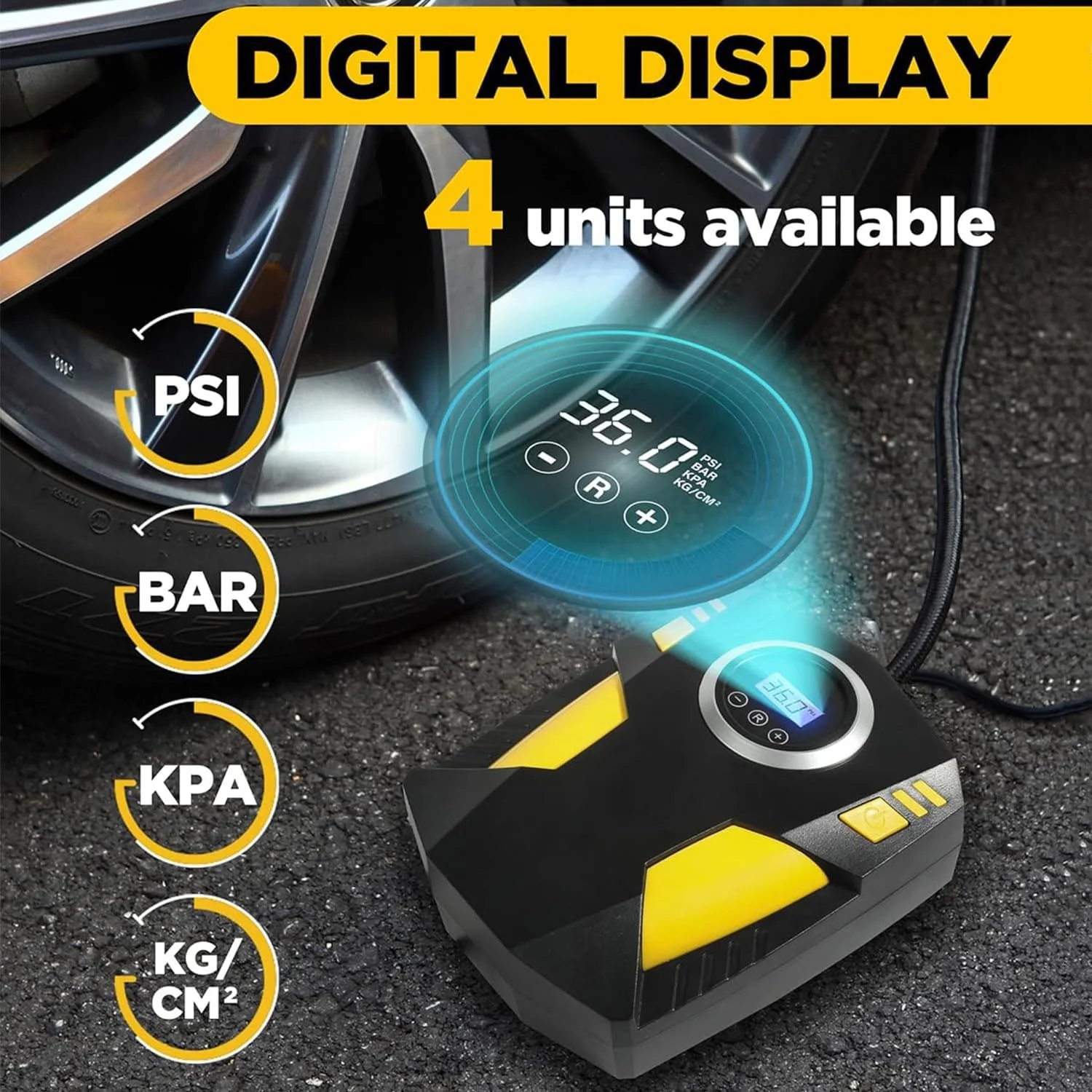 کمپرسور باد قابل حمل برای تایر، پمپ تایر خودرو 12 ولت با 3 آداپتور نازل، فشارسنج دیجیتال با خاموشی خودکار، پمپ باد برقی با چراغ چشمک زن LED برای تایرهای خودرو، دوچرخه و توپ کمپرسور باد قابل حمل برای تایر، پمپ تایر خودرو 12 ولت با 3 آداپتور نازل، فشارسنج دیجیتال با خاموشی خودکار، پمپ باد برقی با چراغ چشمک زن LED برای تایرهای خودرو، دوچرخه و توپ