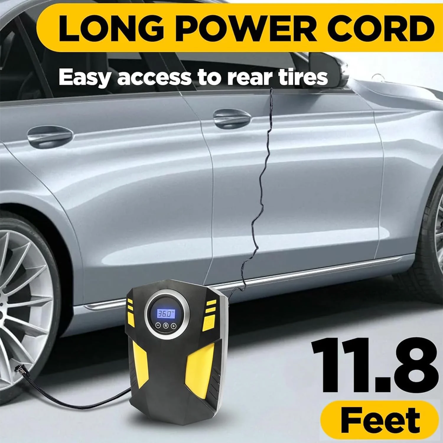 کمپرسور باد قابل حمل برای تایر، پمپ تایر خودرو 12 ولت با 3 آداپتور نازل، فشارسنج دیجیتال با خاموشی خودکار، پمپ باد برقی با چراغ چشمک زن LED برای تایرهای خودرو، دوچرخه و توپ کمپرسور باد قابل حمل برای تایر، پمپ تایر خودرو 12 ولت با 3 آداپتور نازل، فشارسنج دیجیتال با خاموشی خودکار، پمپ باد برقی با چراغ چشمک زن LED برای تایرهای خودرو، دوچرخه و توپ