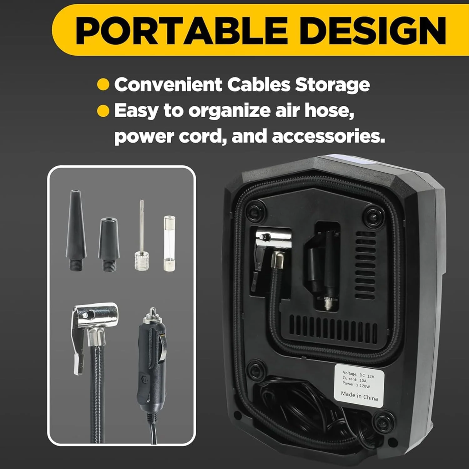 کمپرسور باد قابل حمل برای تایر، پمپ تایر خودرو 12 ولت با 3 آداپتور نازل، فشارسنج دیجیتال با خاموشی خودکار، پمپ باد برقی با چراغ چشمک زن LED برای تایرهای خودرو، دوچرخه و توپ کمپرسور باد قابل حمل برای تایر، پمپ تایر خودرو 12 ولت با 3 آداپتور نازل، فشارسنج دیجیتال با خاموشی خودکار، پمپ باد برقی با چراغ چشمک زن LED برای تایرهای خودرو، دوچرخه و توپ