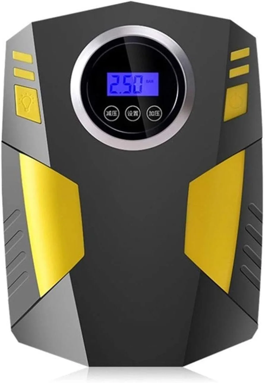 پمپ باد قابل حمل با درجه، پمپ باد دیجیتال اتوماتیک برای لاستیک خودرو با چراغ LED اضافی، پمپ باد DC 12 ولت برای خودرو، دوچرخه، موتور سیکلت، بسکتبال، اسباب بازی های استخر (رنگ: A)