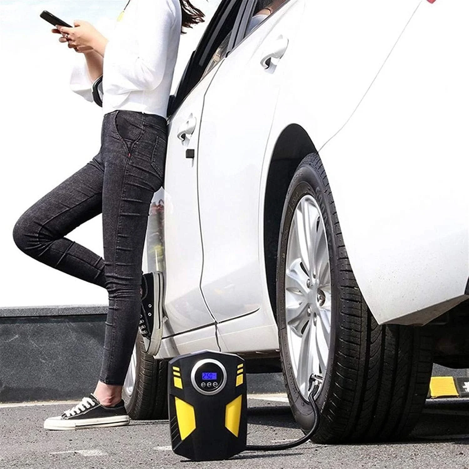 پمپ باد قابل حمل با درجه، پمپ باد دیجیتال اتوماتیک برای لاستیک خودرو با چراغ LED اضافی، پمپ باد DC 12 ولت برای خودرو، دوچرخه، موتور سیکلت، بسکتبال، اسباب بازی های استخر (رنگ: A) پمپ باد قابل حمل با درجه، پمپ باد دیجیتال اتوماتیک برای لاستیک خودرو با چراغ LED اضافی، پمپ باد DC 12 ولت برای خودرو، دوچرخه، موتور سیکلت، بسکتبال، اسباب بازی های استخر (رنگ: A)