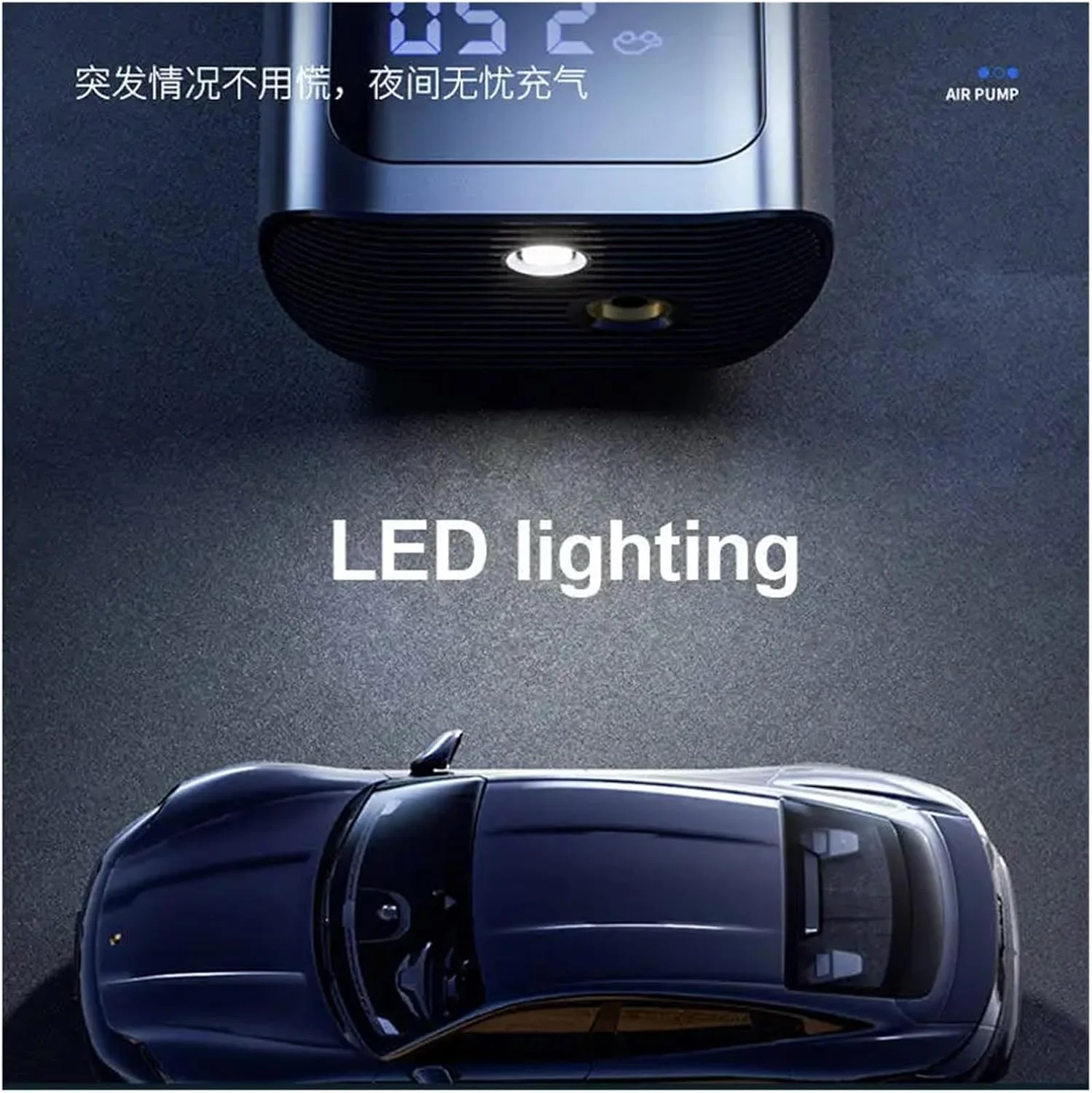 کمپرسور هوای کوچک خودرو 12 ولت 150PSI، پمپ بادی دیجیتال هوشمند قابل حمل برای خودرو، دوچرخه، قایق (رنگ: 4000mAh) (6000mah)