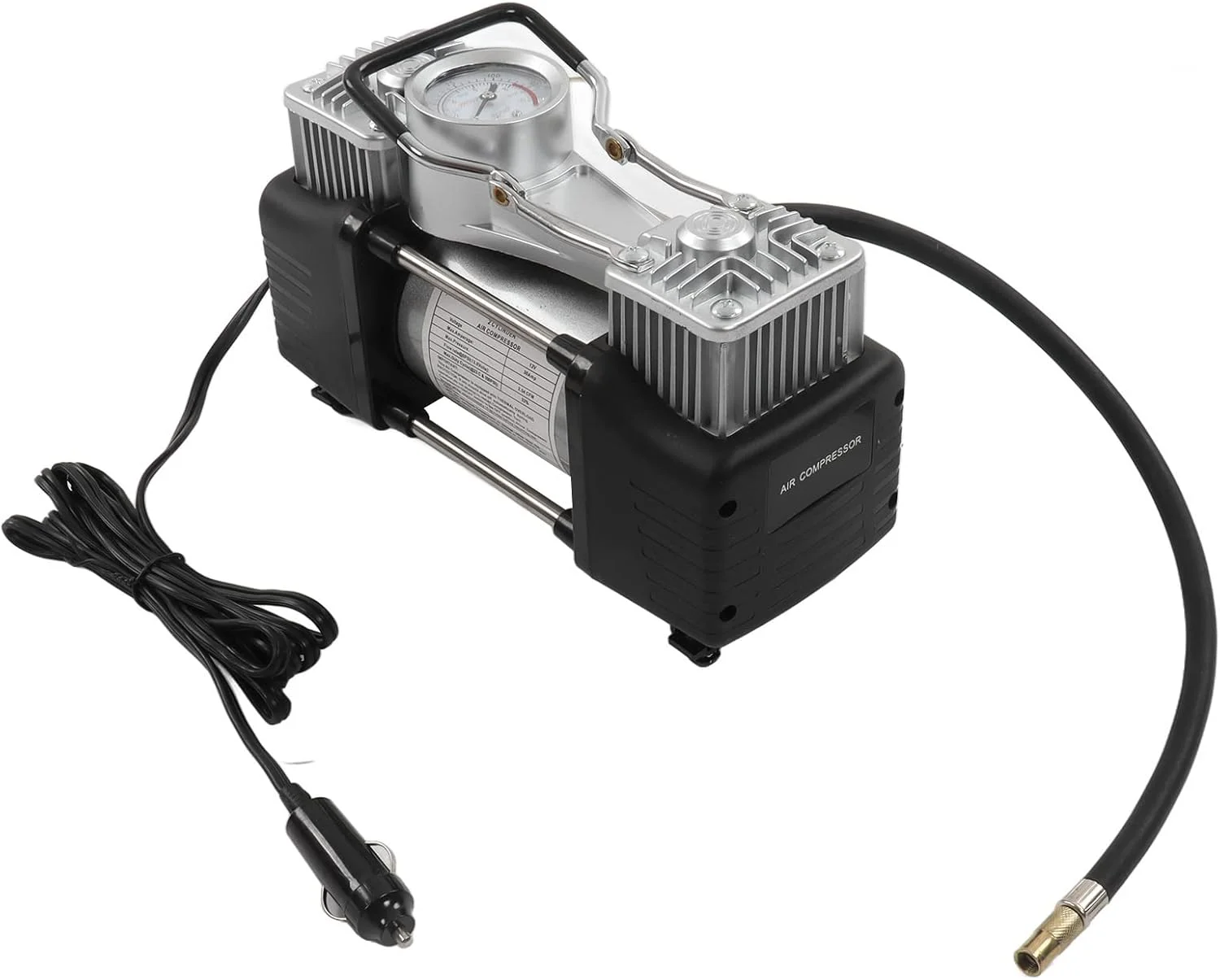 پمپ باد دو سیلندر قابل حمل Natudeco، چند منظوره 150PSI، پمپ کمپرسور هوا 180 وات برای خودرو، بادوام، DC 12V
