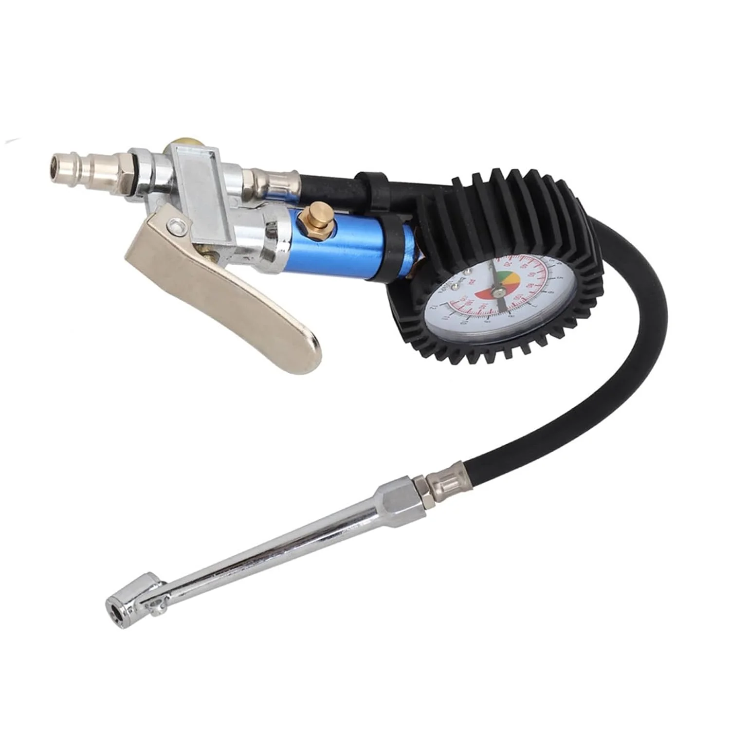 فشارسنج لاستیک Luqeeg 12 بار 55 میلی متر، فشارسنج دیجیتال با دسته ضد لغزش آلیاژ آلومینیوم، نازل تزریق سر مسی، لوازم جانبی کمپرسور هوا برای وسایل نقلیه مختلف