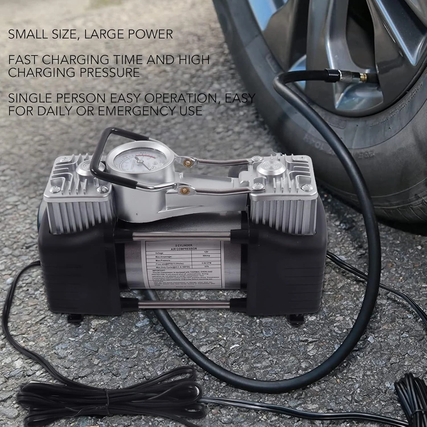 پمپ باد دو سیلندر قابل حمل Natudeco، چند منظوره 150PSI، پمپ کمپرسور هوا 180 وات برای خودرو، بادوام، DC 12V پمپ باد دو سیلندر قابل حمل Natudeco، چند منظوره 150PSI، پمپ کمپرسور هوا 180 وات برای خودرو، بادوام، DC 12V