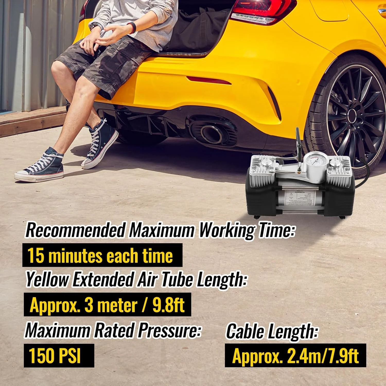 پمپ باد دو سیلندر قابل حمل Natudeco، چند منظوره 150PSI، پمپ کمپرسور هوا 180 وات برای خودرو، بادوام، DC 12V پمپ باد دو سیلندر قابل حمل Natudeco، چند منظوره 150PSI، پمپ کمپرسور هوا 180 وات برای خودرو، بادوام، DC 12V