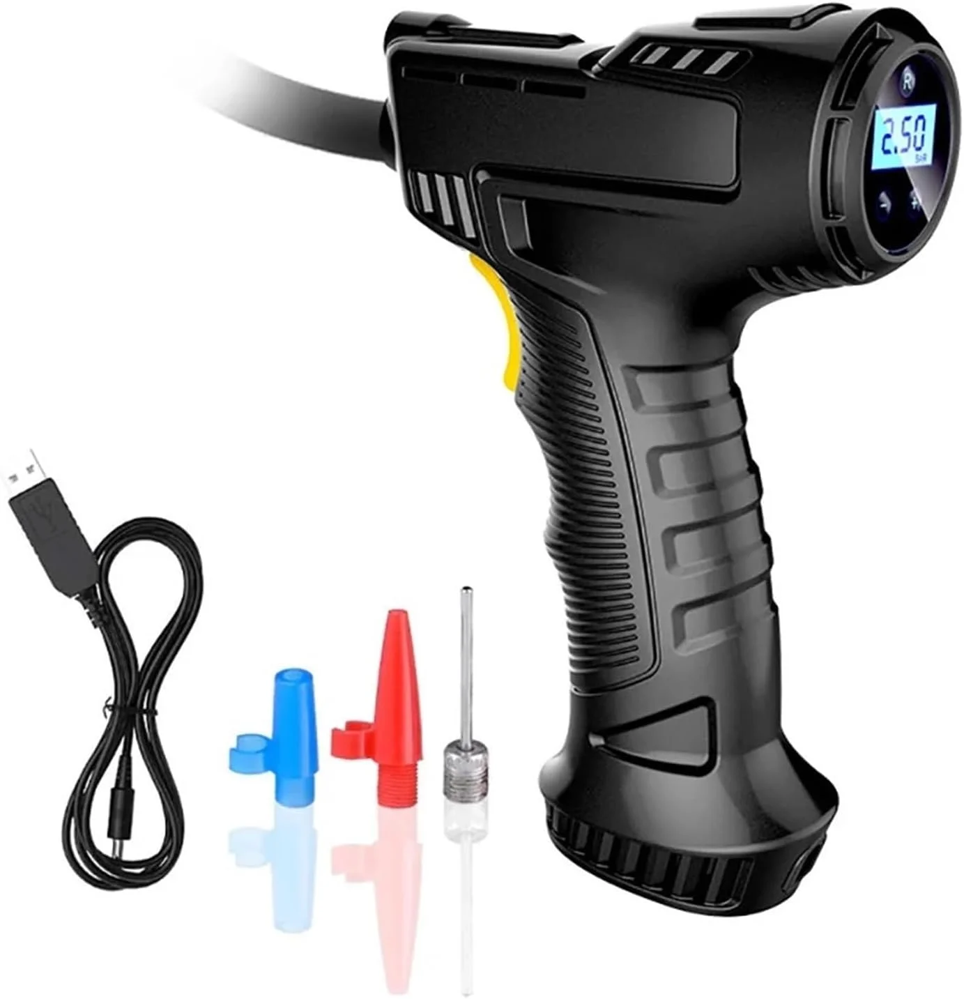 پمپ باد خودرو 120 وات برقی بی سیم/سیمی، کمپرسور هوای قابل حمل برای لاستیک خودرو، پمپ باد دیجیتال خودرو (رنگ: دیجیتال بی سیم) (دیجیتال بی سیم)