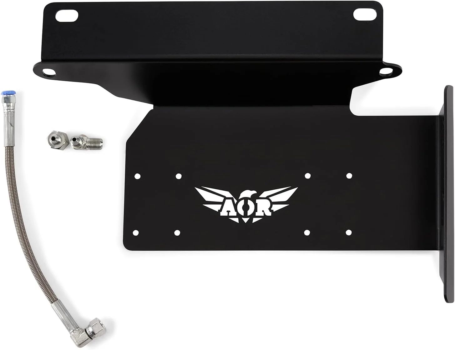 براکت نصب کمپرسور ARB دو پیستونه AOR با کیت شلنگ بافته شده استیل ضد زنگ برای INEOS Grenadier مدل 2022-2025، سمت سرنشین - فولاد با پوشش پودری سنگین - نصب مستقیم با پیچ