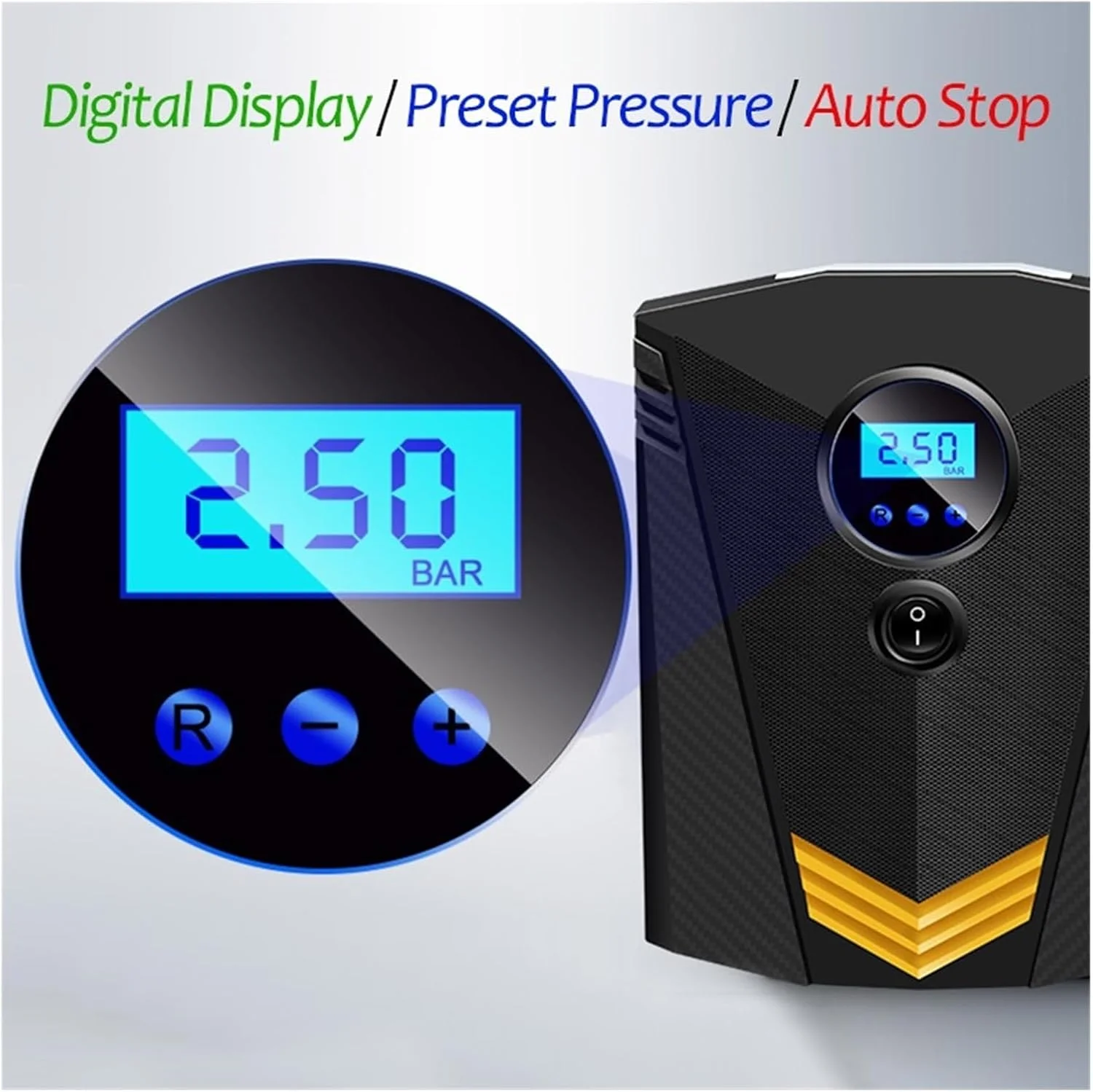 جعبه ابزار کمپرسور هوای خودرو پمپ بادی هوشمند تایر 12 ولت پمپ باد تایر قابل حمل خودرو برای تایر خودرو (رنگ: پمپ با جعبه ابزار) (پمپ)