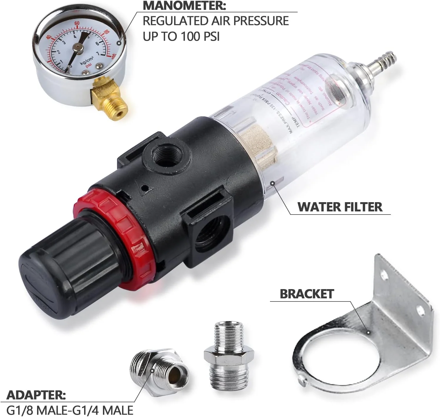 لوازم جانبی کمپرسور ایربراش SAGUD، تنظیم کننده فشار هوا، فیلتر مینی اینلاین، تله آب روغن، رطوبت سنج فشار با آداپتور لوازم جانبی کمپرسور ایربراش SAGUD، تنظیم کننده فشار هوا، فیلتر مینی اینلاین، تله آب روغن، رطوبت سنج فشار با آداپتور