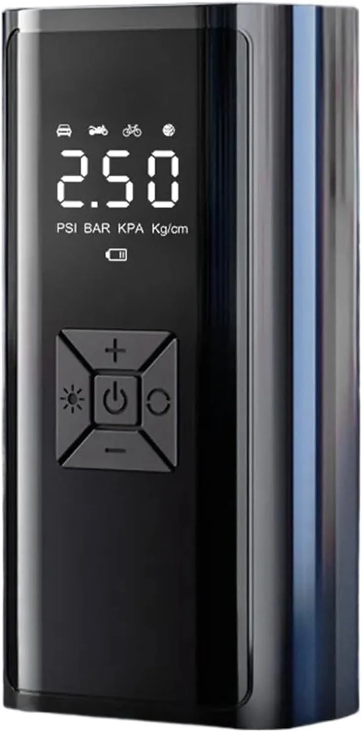 پمپ باد قابل حمل شارژی برای خودرو، پمپ باد تایر، کمپرسور قابل حمل دیجیتال بی سیم برای تایر خودرو و دوچرخه (رنگ: مدل دو منظوره) (نسخه خودرو)