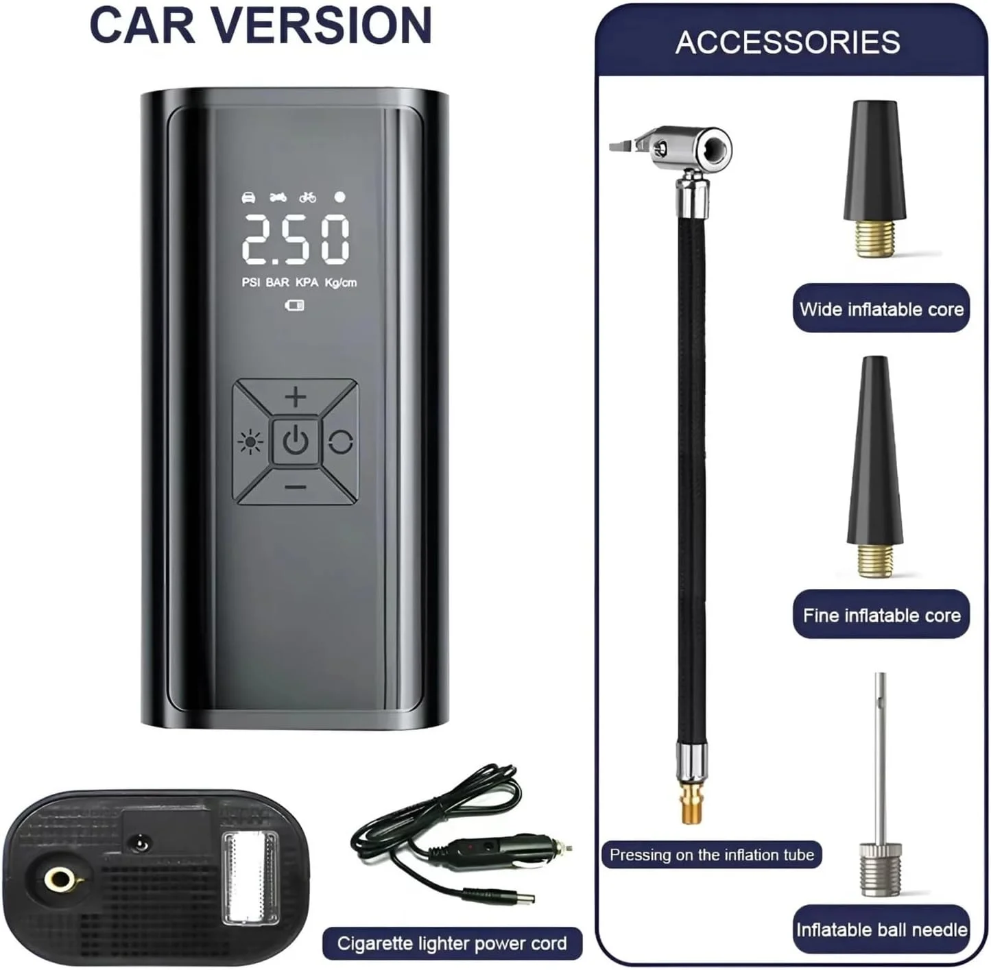 پمپ باد قابل حمل شارژی برای خودرو، پمپ باد تایر، کمپرسور قابل حمل دیجیتال بی سیم برای تایر خودرو و دوچرخه (رنگ: مدل دو منظوره) (نسخه خودرو) پمپ باد قابل حمل شارژی برای خودرو، پمپ باد تایر، کمپرسور قابل حمل دیجیتال بی سیم برای تایر خودرو و دوچرخه (رنگ: مدل دو منظوره) (نسخه خودرو)