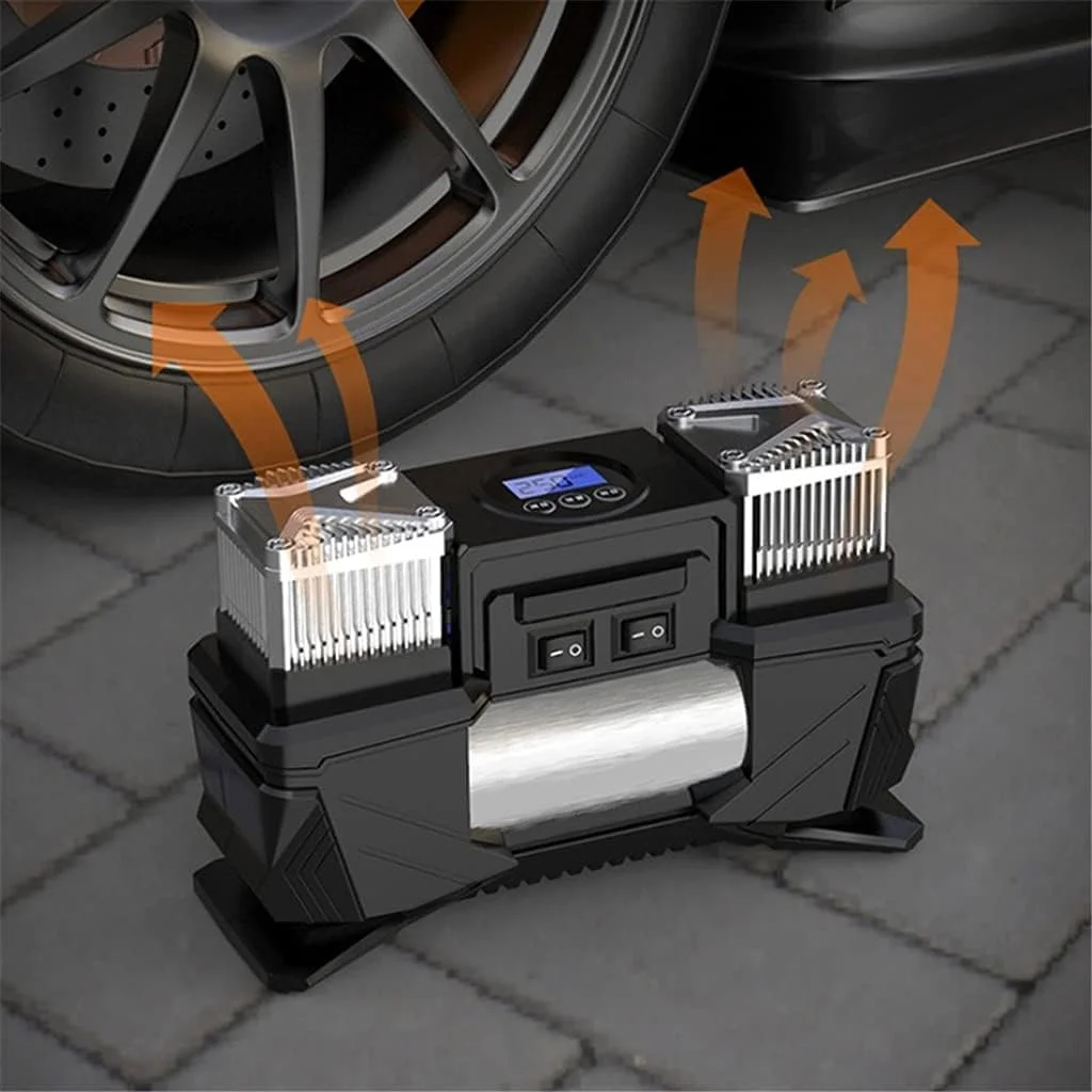 پمپ باد دو سیلندر دیجیتال قابل حمل ZDmalt 12 ولت، کمپرسور هوای قدرتمند خودرو، پمپ باد ماشین پمپ باد دو سیلندر دیجیتال قابل حمل ZDmalt 12 ولت، کمپرسور هوای قدرتمند خودرو، پمپ باد ماشین