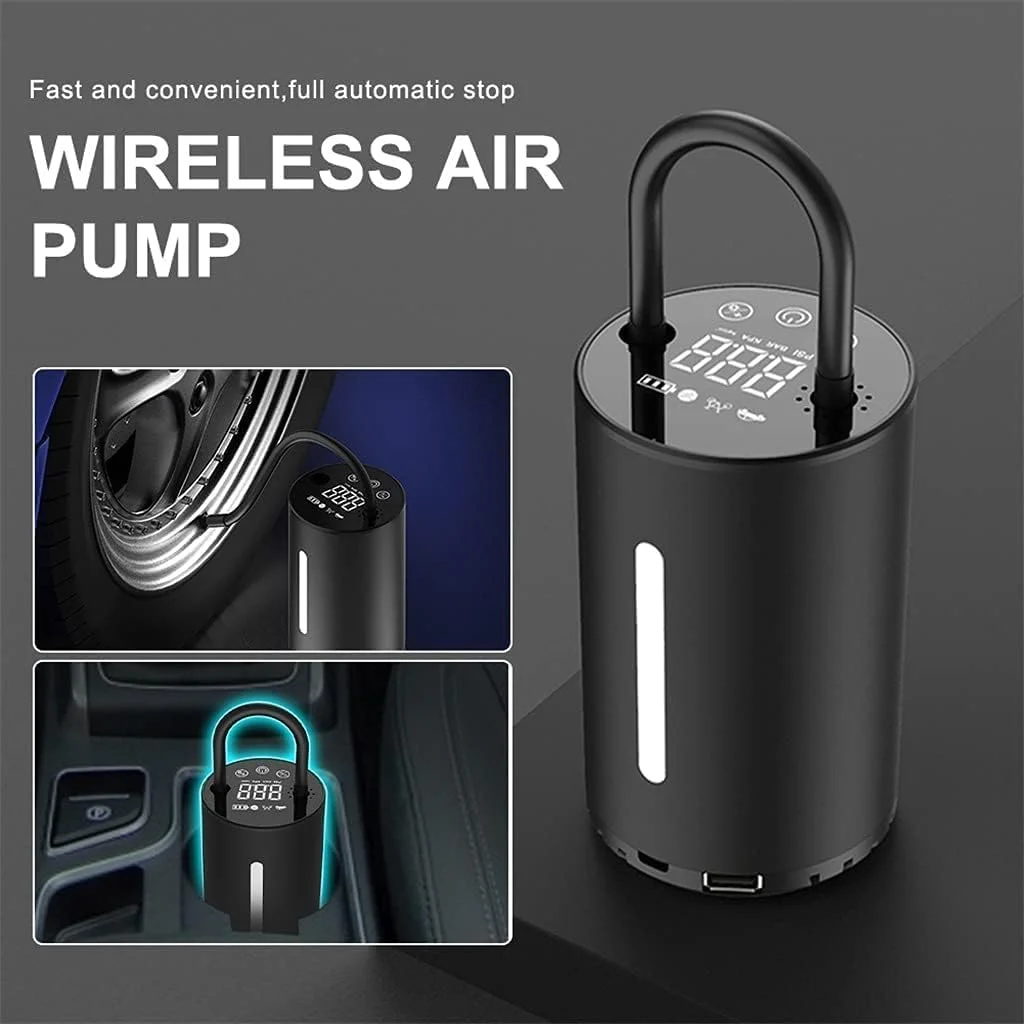 پمپ باد قابل شارژ 150psi، کمپرسور قابل حمل بی سیم، پمپ دیجیتال تایر خودرو برای تایرهای دوچرخه