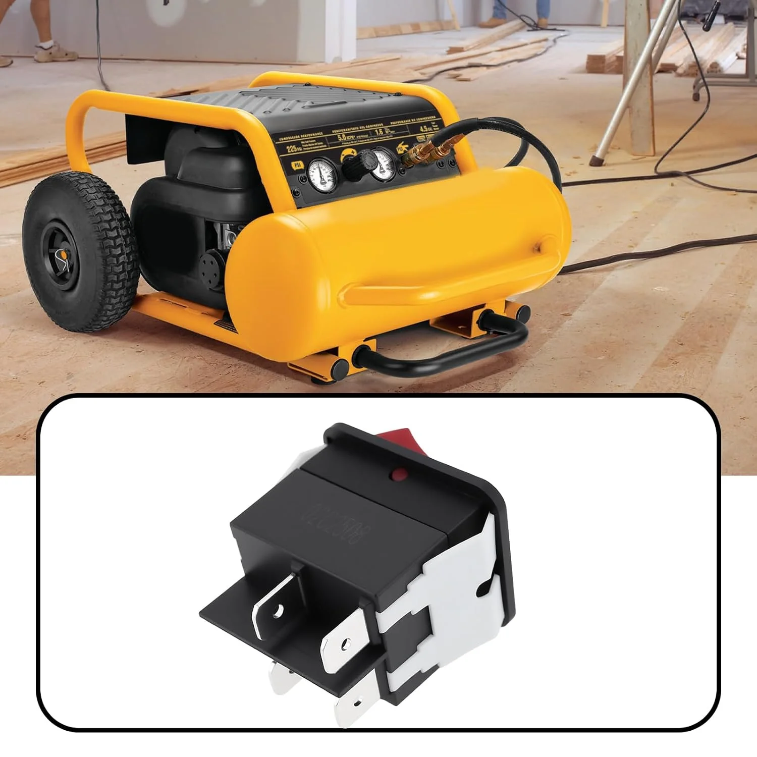 یک عدد سوئیچ راکر کمپرسور هوا 4 پین N043321 HY12-9-4 20A 125/250V سازگار با DeWalt یک عدد سوئیچ راکر کمپرسور هوا 4 پین N043321 HY12-9-4 20A 125/250V سازگار با DeWalt