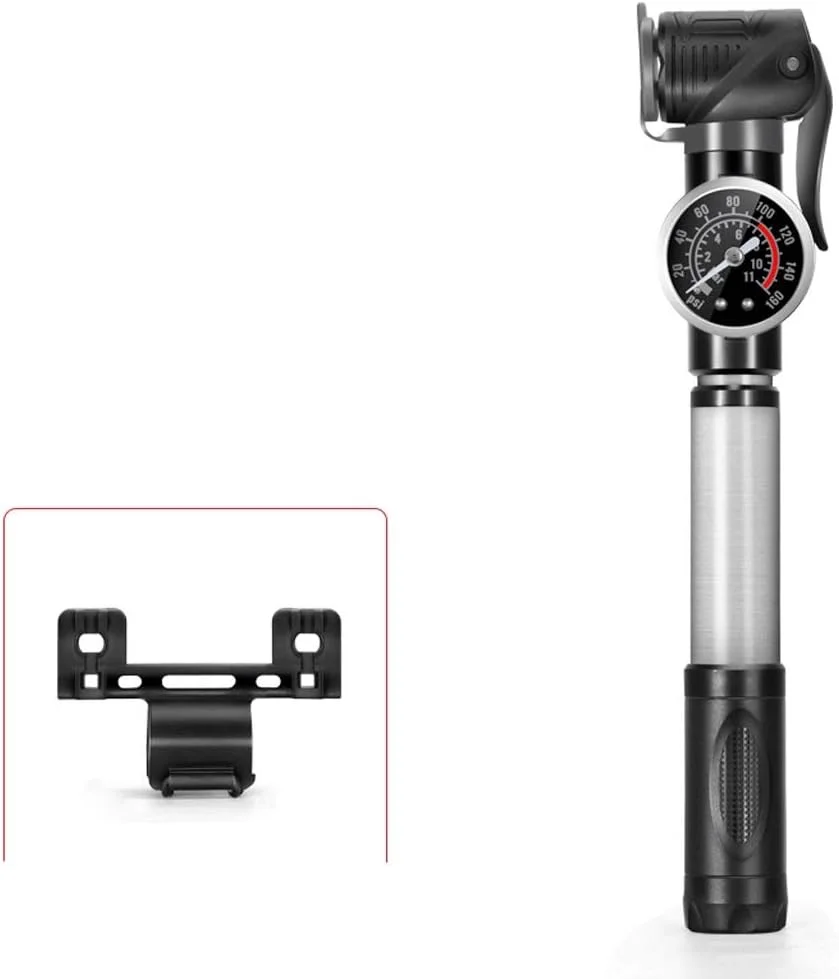 تلمبه دوچرخه تلمبه قابل حمل فشار قوی کمپرسور هوا تلمبه تایر خودرو (رنگ: نقره ای)