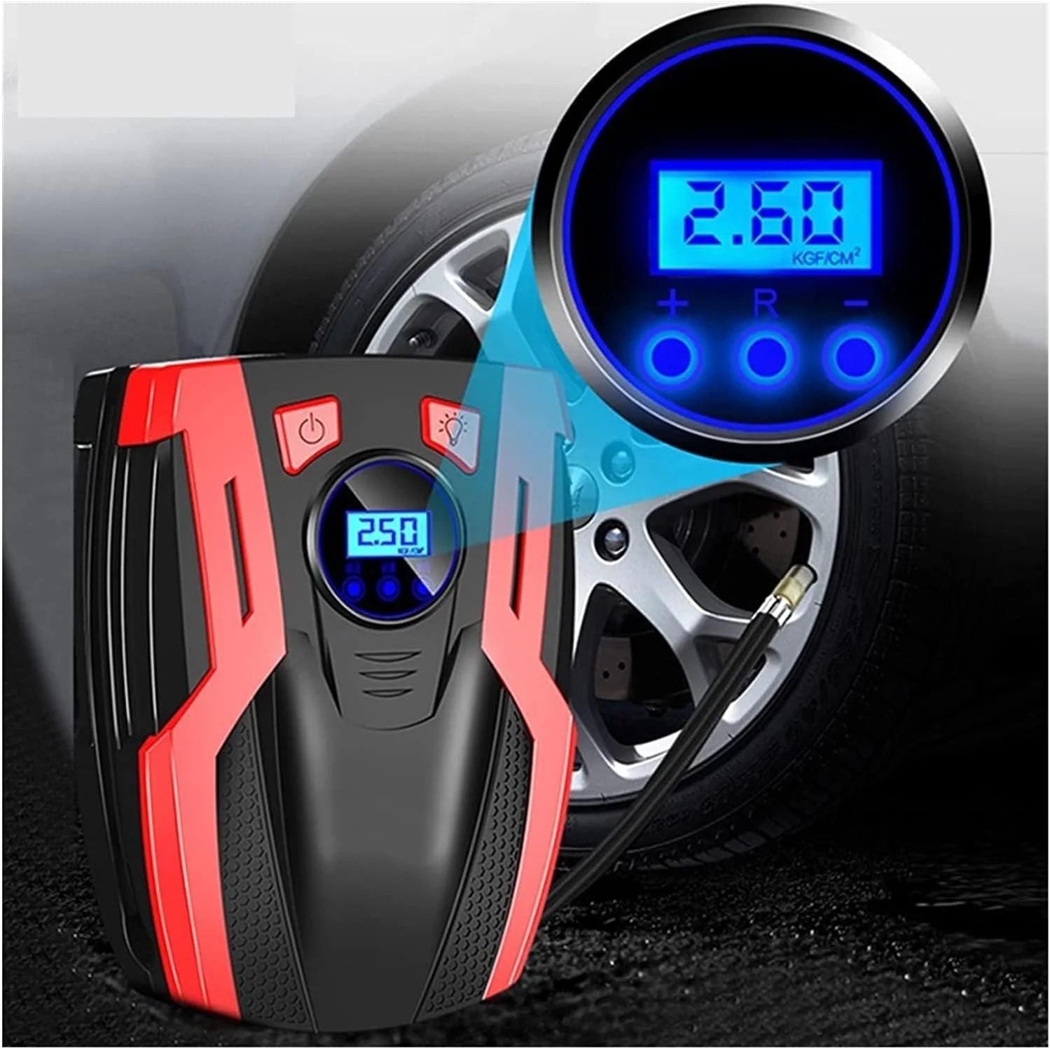 پمپ باد دیجیتال خودرو 12 ولت، کمپرسور هوا قابل حمل، پمپ باد دیجیتال تایر 150 PSI، پمپ هوای اتوماتیک برای خودرو و موتورسیکلت با 4 چراغ LED پمپ باد دیجیتال خودرو 12 ولت، کمپرسور هوا قابل حمل، پمپ باد دیجیتال تایر 150 PSI، پمپ هوای اتوماتیک برای خودرو و موتورسیکلت با 4 چراغ LED