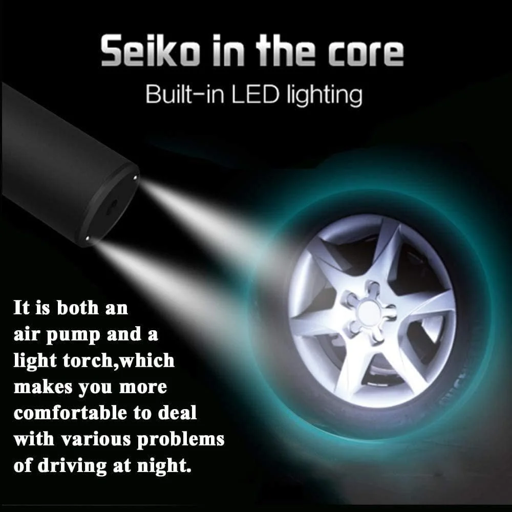 پمپ باد قابل حمل مینی کمپرسور هوا، پمپ تایر دستی 2000 میلی آمپر ساعت با LCD دیجیتال و چراغ LED، 150PSI برای لاستیک خودرو، دوچرخه و سایر وسایل بادی (رنگ: سفید)