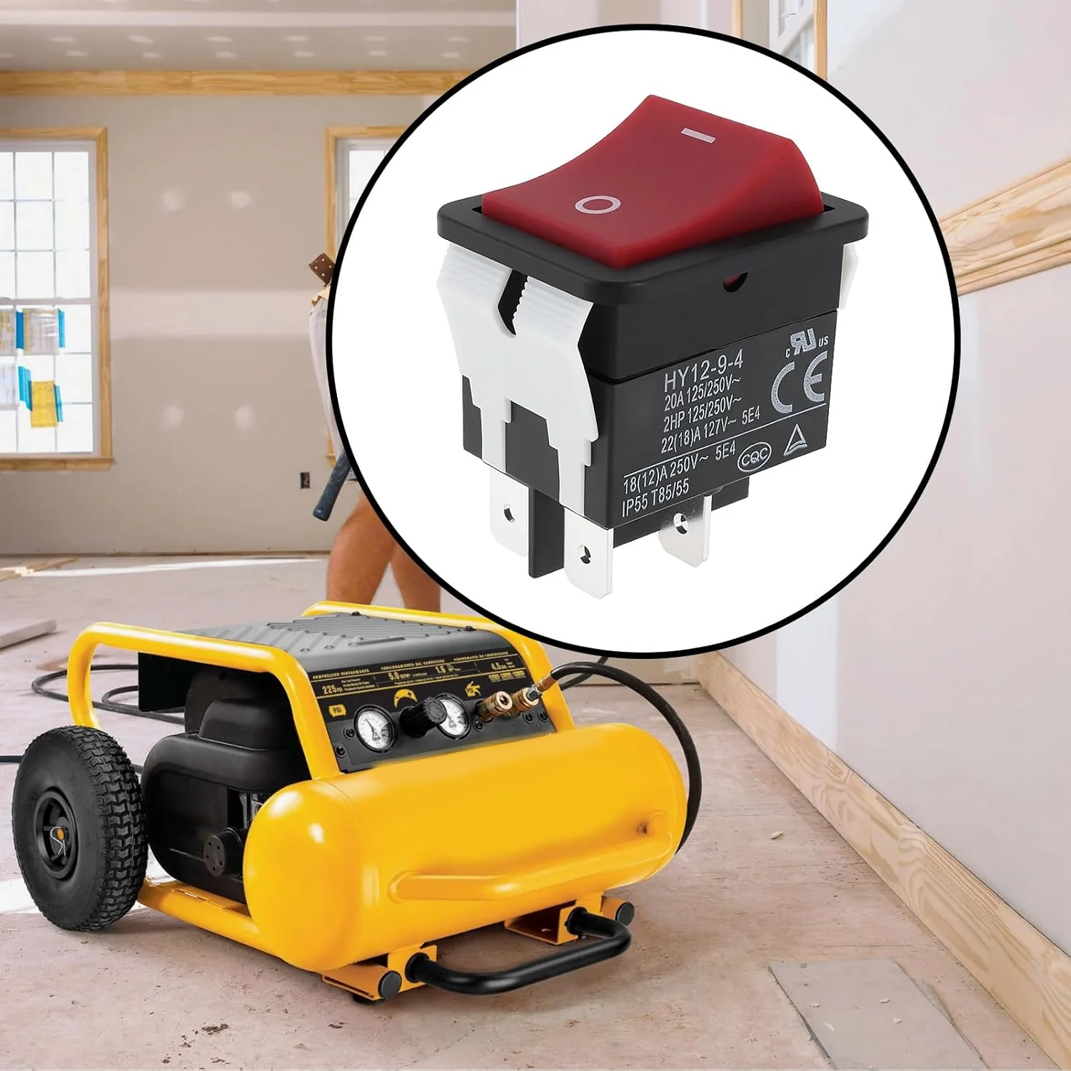 یک عدد سوئیچ راکر کمپرسور هوا 4 پین N043321 HY12-9-4 20A 125/250V سازگار با DeWalt یک عدد سوئیچ راکر کمپرسور هوا 4 پین N043321 HY12-9-4 20A 125/250V سازگار با DeWalt