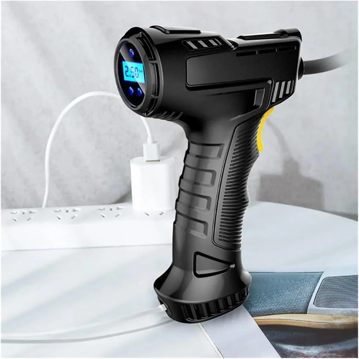 پمپ باد دیجیتال خودرو 900PSI 120W با سیم/بی سیم، کمپرسور هوای قابل حمل (رنگ: شارژ USB)، 3256804486988710 (شارژ USB)