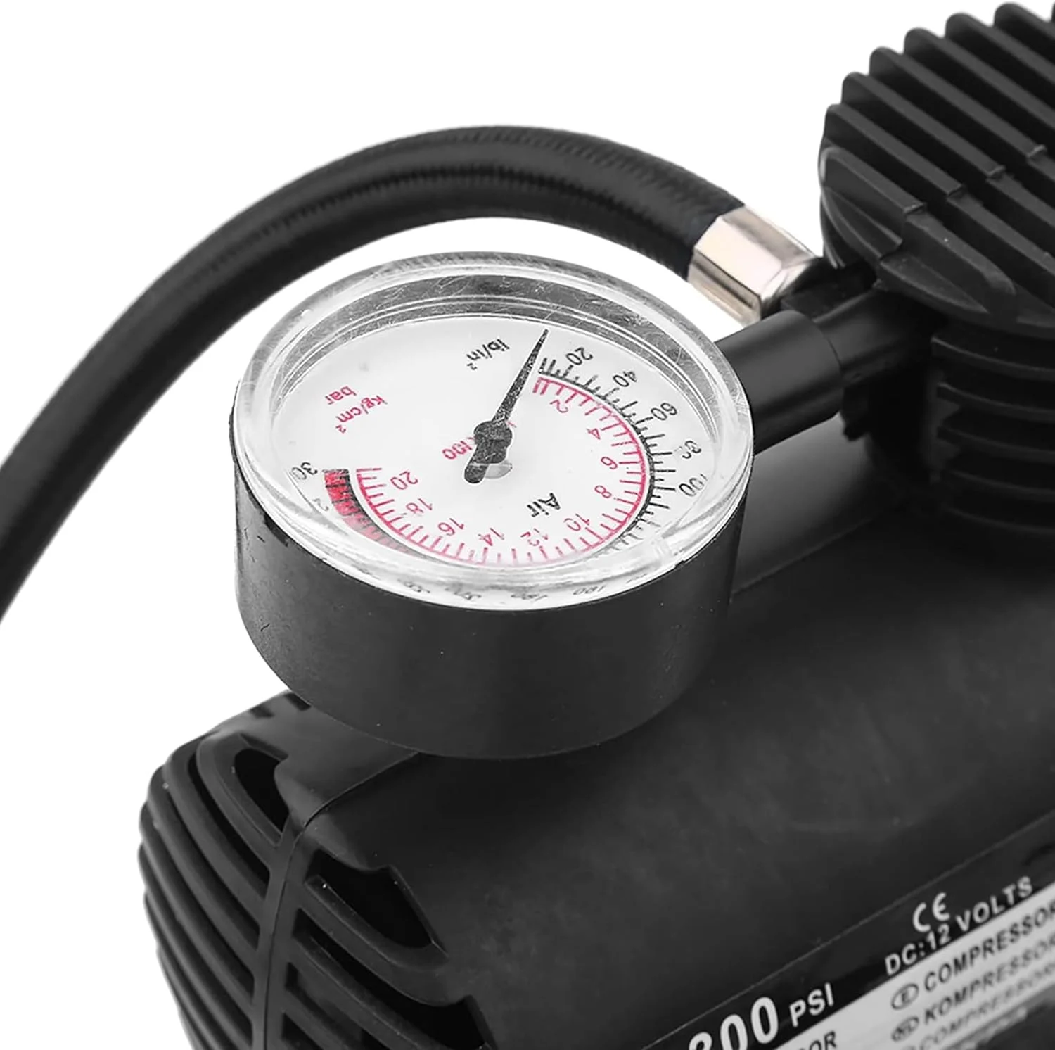 پمپ باد فندکی 12 ولت آکسومز - پمپ قابل حمل 300 PSI برای خودرو، دوچرخه و وسایل بادی، باد کردن سریع و دقیق با فشارسنج و آداپتورهای نازل متعدد