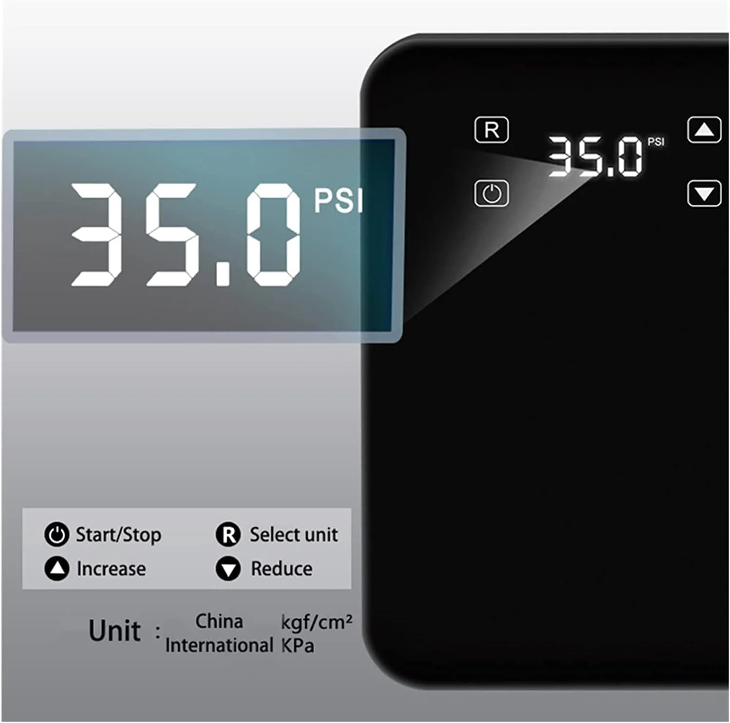 پمپ باد دیجیتال خودرو، کمپرسور هوای هوشمند خودرو با صفحه لمسی 120 وات، پمپ بادی تایر قابل حمل 12 ولت با نمایشگر LED برای تایرهای خودرو