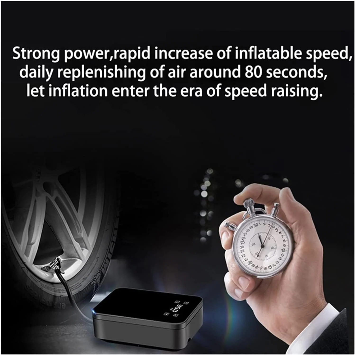 پمپ باد دیجیتال خودرو، کمپرسور هوای هوشمند خودرو با صفحه لمسی 120 وات، پمپ بادی تایر قابل حمل 12 ولت با نمایشگر LED برای تایرهای خودرو