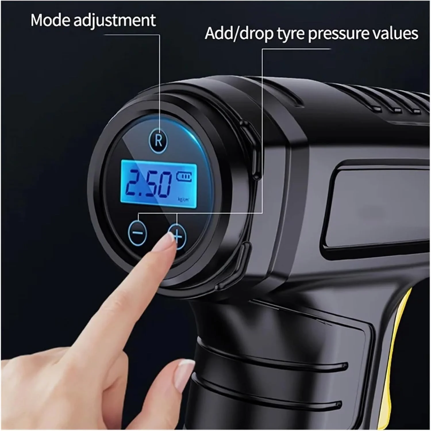 پمپ باد قابل شارژ 120 وات سیمی/بی سیم، پمپ باد قابل حمل دیجیتال اتوماتیک برای خودرو (رنگ: با باتری) (برقی سیمی) پمپ باد قابل شارژ 120 وات سیمی/بی سیم، پمپ باد قابل حمل دیجیتال اتوماتیک برای خودرو (رنگ: با باتری) (برقی سیمی)