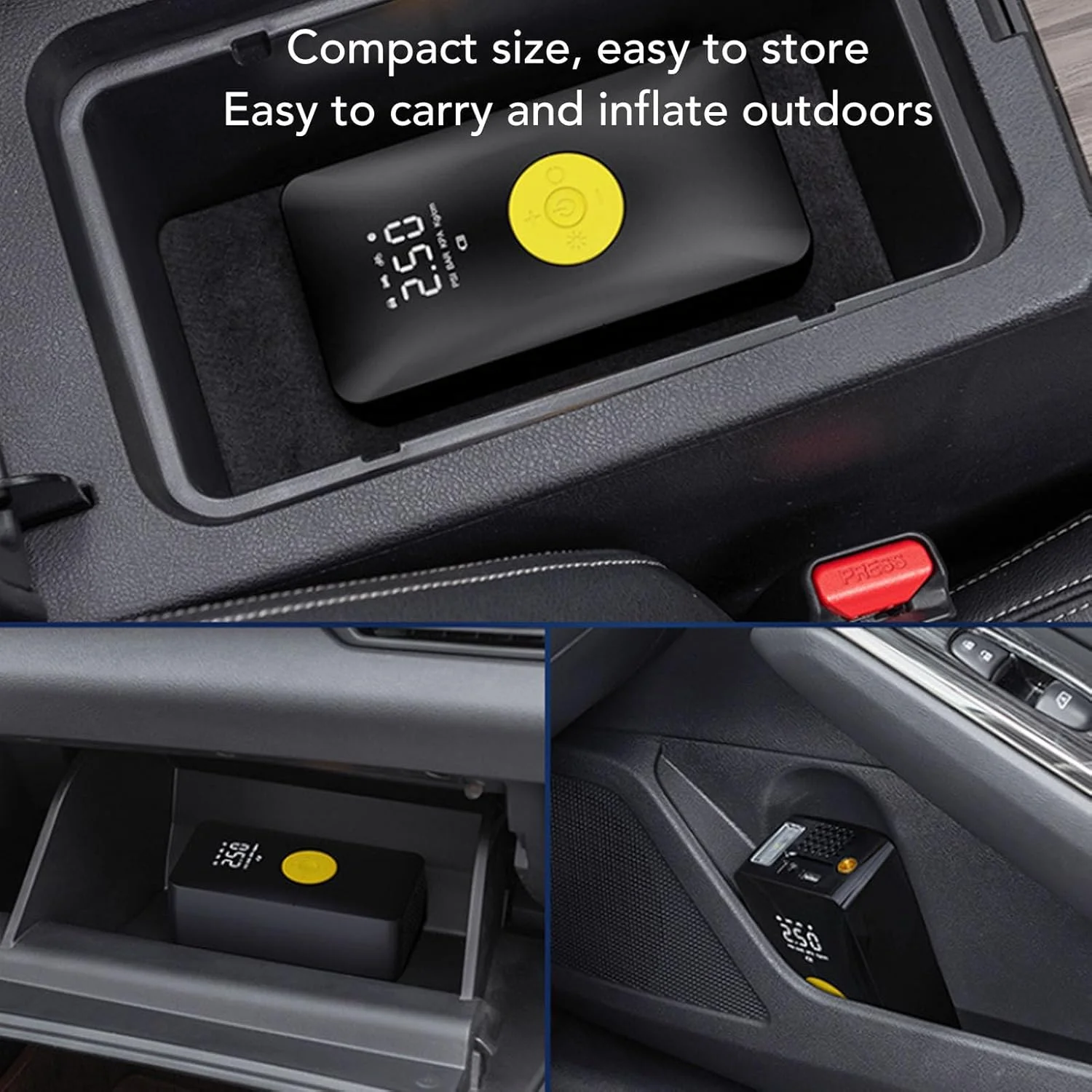 پمپ باد شارژی قابل حمل، کمپرسور هوا 120 وات 150 PSI با فشارسنج برای خودرو، موتورسیکلت، توپ، پمپ باد لاستیک دوچرخه جمع و جور، 4000 میلی آمپر ساعت