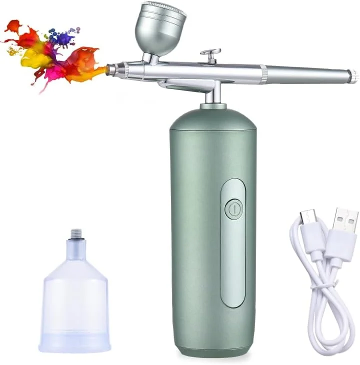 لابیموس قابل حمل با کمپرسور، قلم ایربراش بی سیم دستی دو حالته با فشار قابل تنظیم 2 سطحی، باتری داخلی برای نقاشی، مدل سازی، رنگ آمیزی، طراحی ناخن، آرایش و تزئین کیک