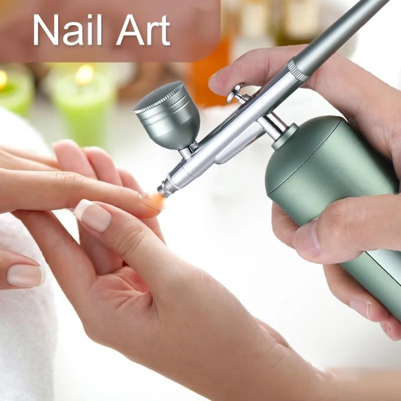 لابیموس قابل حمل با کمپرسور، قلم ایربراش بی سیم دستی دو حالته با فشار قابل تنظیم 2 سطحی، باتری داخلی برای نقاشی، مدل سازی، رنگ آمیزی، طراحی ناخن، آرایش و تزئین کیک