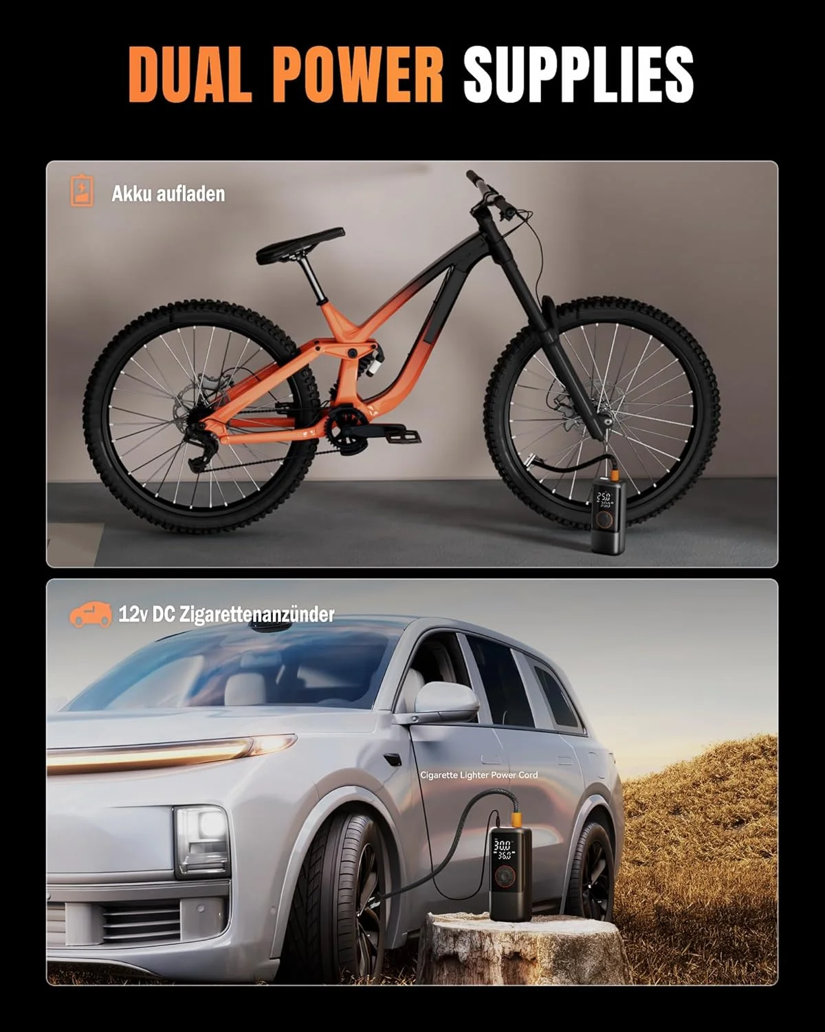 پمپ باد برقی ZORUMAN برای دوچرخه، موتورسیکلت و ماشین