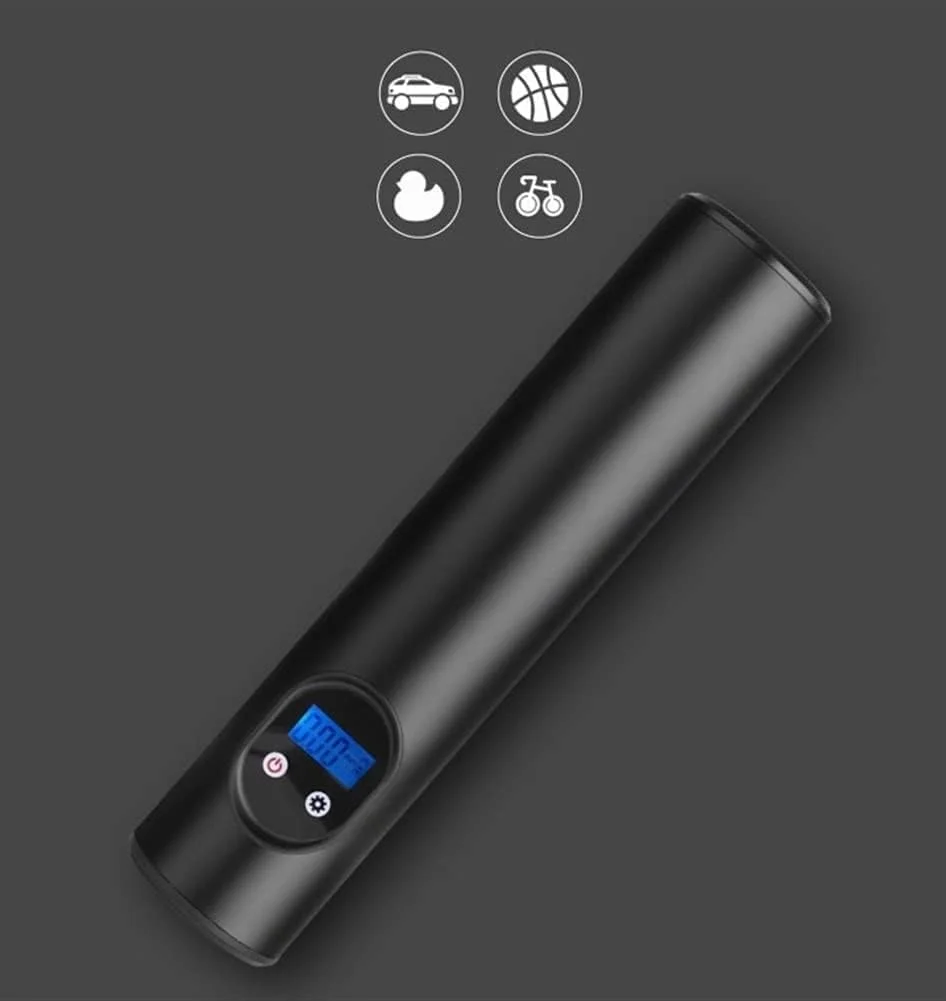 پمپ باد قابل حمل برای لاستیک خودرو، پمپ دیجیتال 12 ولت DC، با چراغ LED اضطراری برای اتومبیل و کامیون (رنگ: نقره ای)