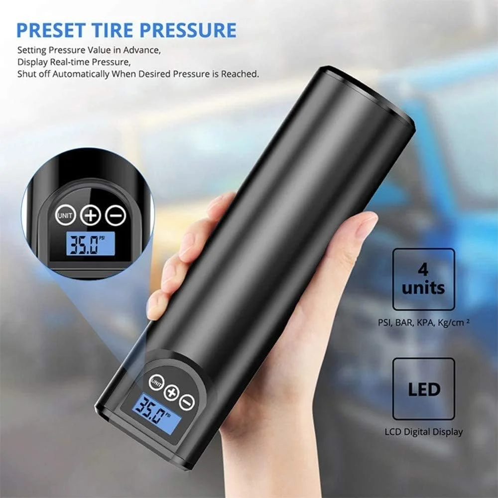 پمپ باد قابل حمل مینی با نور ال ای دی و صفحه نمایش دیجیتال ال سی دی 150PSI برای لاستیک خودرو، دوچرخه و سایر وسایل بادی، توقف خودکار (رنگ: نقره ای) پمپ باد قابل حمل مینی با نور ال ای دی و صفحه نمایش دیجیتال ال سی دی 150PSI برای لاستیک خودرو، دوچرخه و سایر وسایل بادی، توقف خودکار (رنگ: نقره ای)