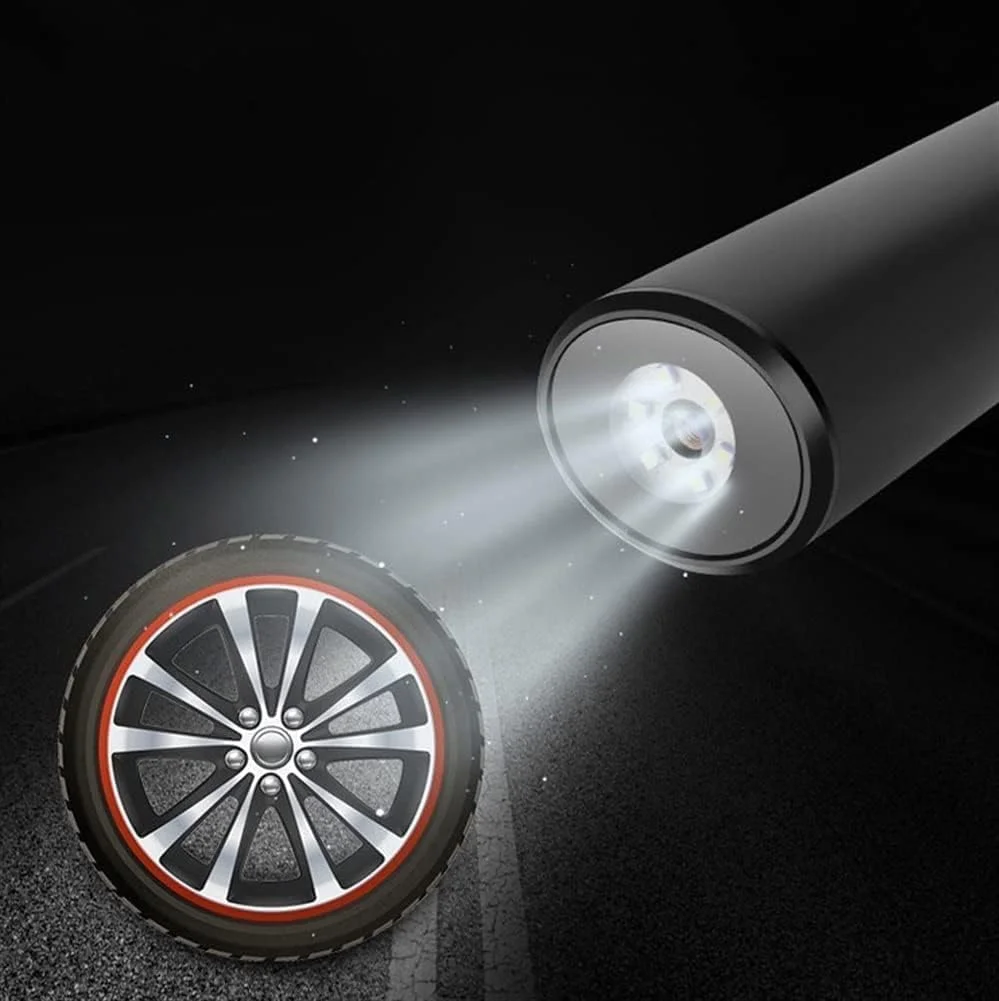 پمپ باد تایر ZDmalt، پمپ هوای قابل حمل برای لاستیک خودرو، پمپ تایر دیجیتال 12 ولت DC، با چراغ LED اضطراری برای خودروها و کامیون ها (رنگ: نقره ای) (مشکی)