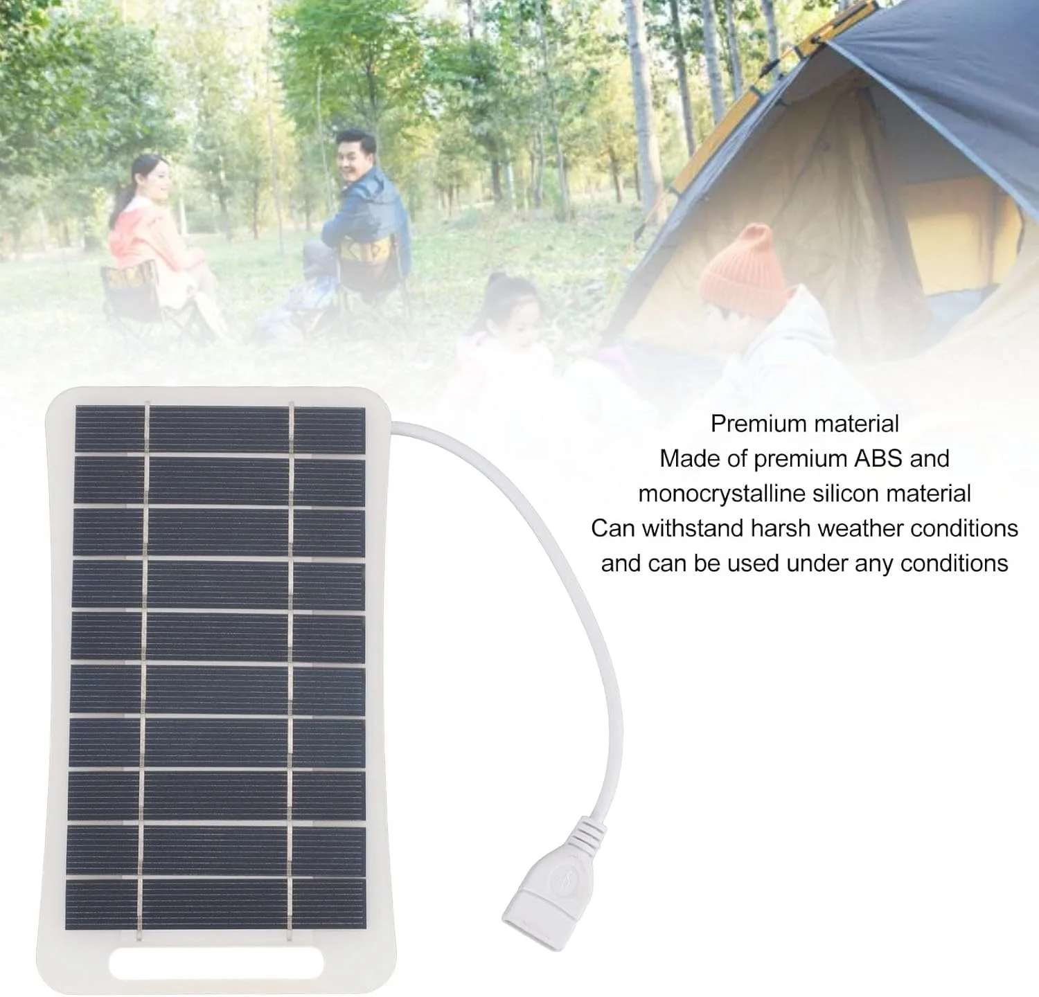 پنل خورشیدی USB با بازدهی بالا 5 وات مناسب کمپینگ در فضای باز، کیت پنل خورشیدی کوچک برای شارژ تلفن همراه، سبک و قابل حمل برای مواقع اضطراری در پیادهروی (سفید) پنل خورشیدی USB با بازدهی بالا 5 وات مناسب کمپینگ در فضای باز، کیت پنل خورشیدی کوچک برای شارژ تلفن همراه، سبک و قابل حمل برای مواقع اضطراری در پیادهروی (سفید)