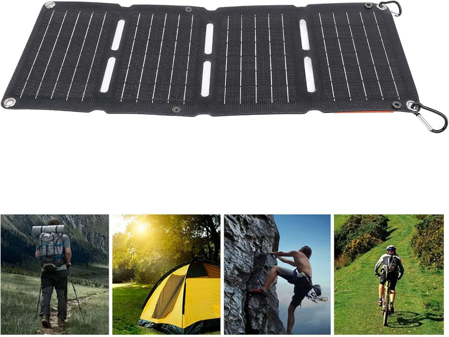 پنل خورشیدی تاشو 40 وات، شارژر خورشیدی تاشو قابل حمل با USB QC3.0 شارژ سریع، خروجی DC 12V 5V برای کمپینگ و کوله گردی