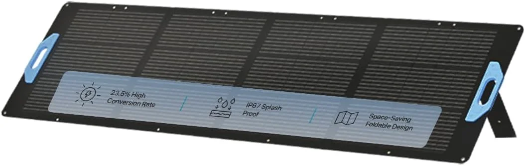 پنل خورشیدی 200 واتی مونوکریستال تاشو و قابل حمل پاورولوژی، ضد آب IP67، نرخ تبدیل انرژی بالا 23.5٪، شارژر فضای باز با USB-A (QC 3.0) + USB-C، شامل کابل 50 سانتی متری MC4 به XT60 - مشکی