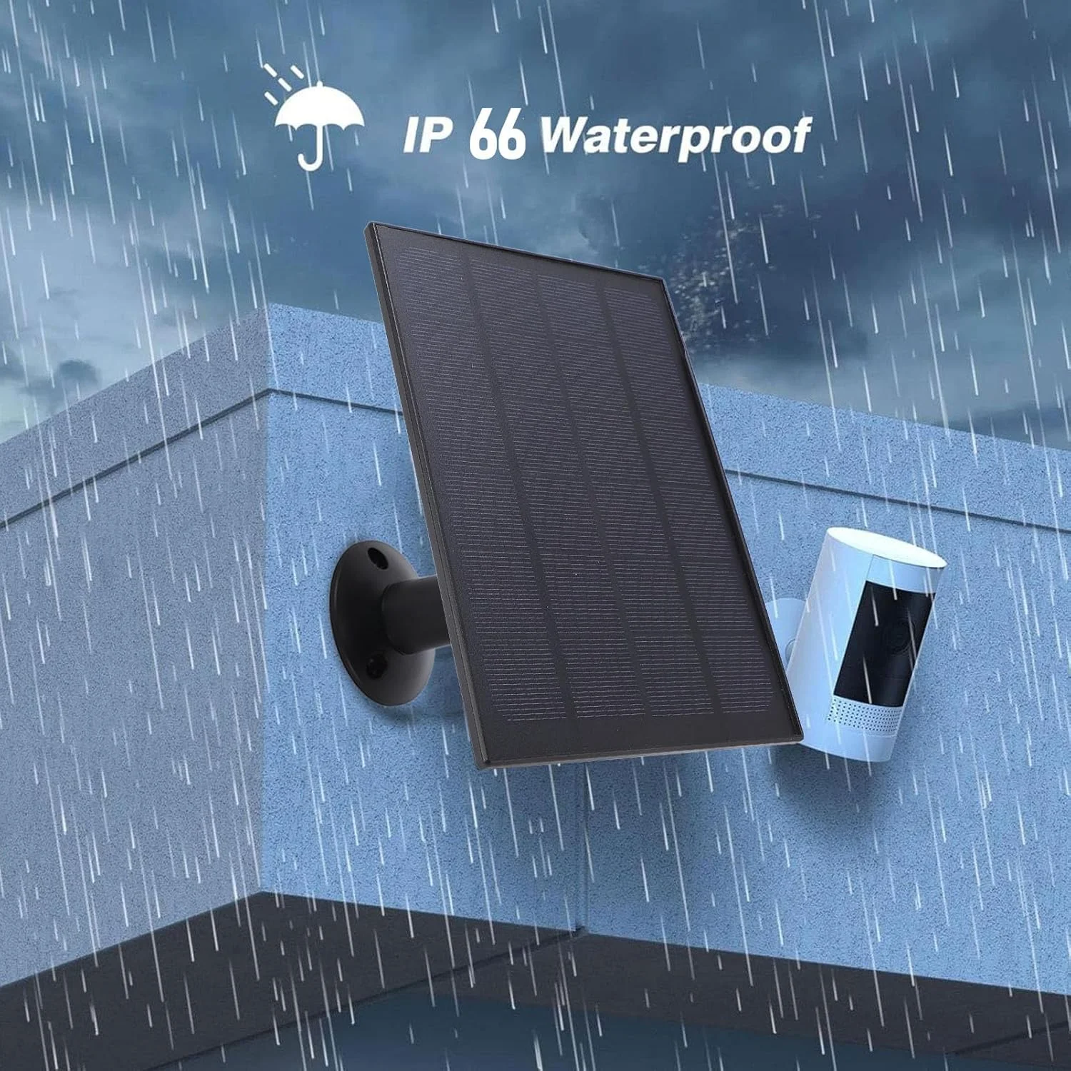 پنل خورشیدی 8 واتی برای دوربین مداربسته، شارژر پنل خورشیدی USB C/Micro USB برای دوربین پرنده خوراکی/دوربین زنگ در/دوربین باتری دار، ضد آب IP66، پایه قابل تنظیم 360 درجه