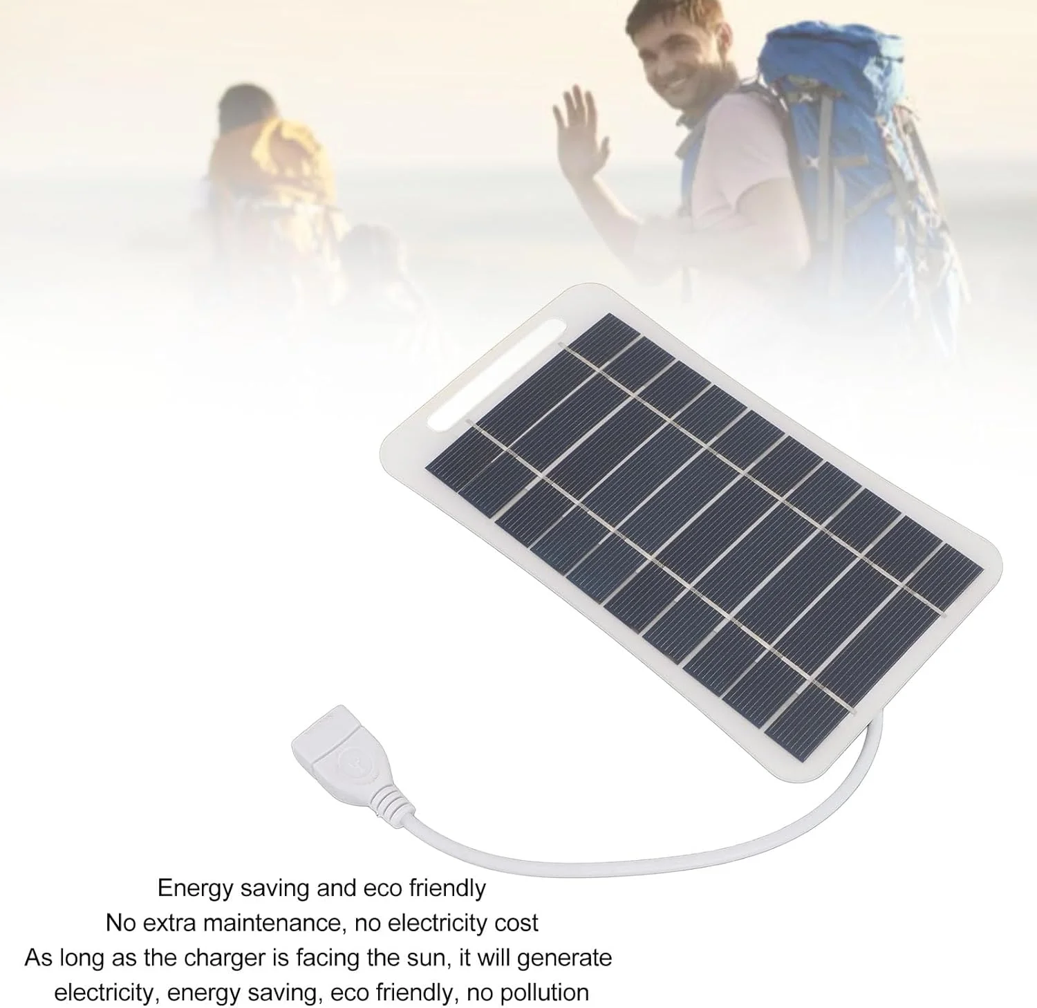 پنل خورشیدی 5 وات 5 ولت Ejoyous، شارژر خورشیدی قابل حمل با راندمان بالا از سیلیکون تک کریستالی برای کمپینگ، مسافرت و فضای باز