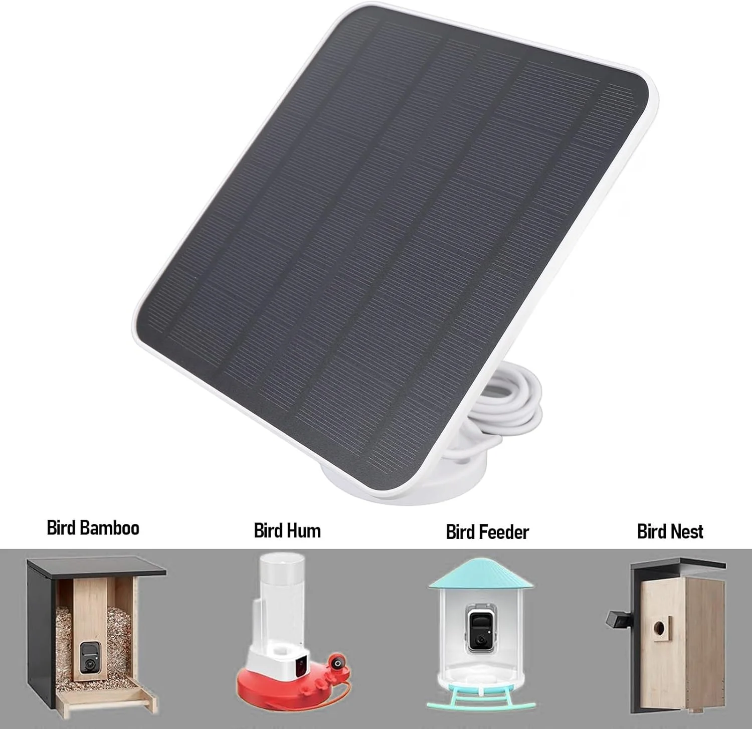 شارژر پنل خورشیدی 12 واتی با کابل 3 متری برای دوربین های امنیتی با باتری – USB Type C/Micro USB، پایه ضد آب IP66 برای دوربین پرنده نگری