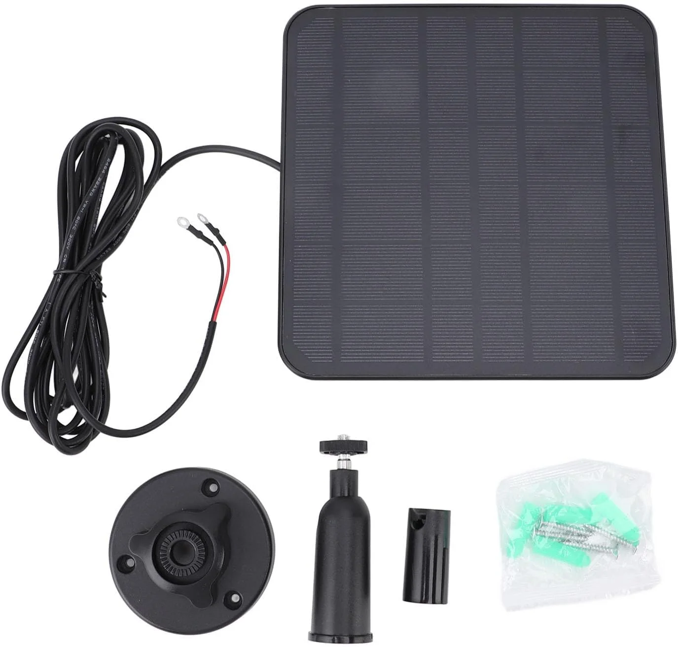 پنل خورشیدی 5 واتی Bewinner برای دوربین امنیتی، پنل خورشیدی دوربین فضای باز با ترمینال حلقه ای O برای زنگ در تصویری، ضد آب IP65، پایه قابل تنظیم 360 درجه، کابل