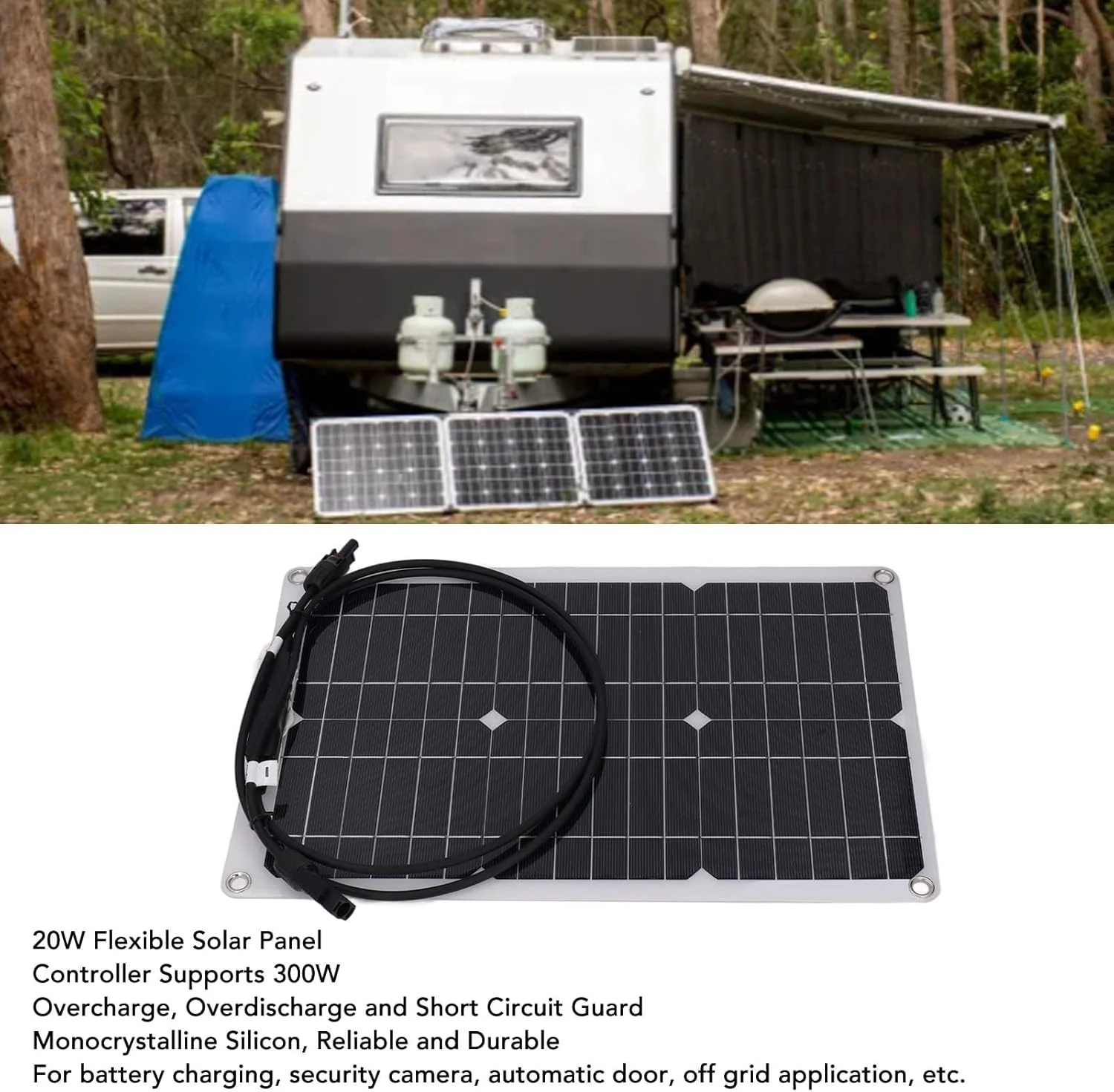 پنل خورشیدی انعطاف پذیر Cryfokt 300 وات 12 ولت، صفحه شارژ خورشیدی تک کریستالی قابل خم شدن برای دوربین مداربسته باتری، کاربرد خارج از شبکه برای RV، قایق، کابین، ون، ماشین، سطوح ناهموار پنل خورشیدی انعطاف پذیر Cryfokt 300 وات 12 ولت، صفحه شارژ خورشیدی تک کریستالی قابل خم شدن برای دوربین مداربسته باتری، کاربرد خارج از شبکه برای RV، قایق، کابین، ون، ماشین، سطوح ناهموار