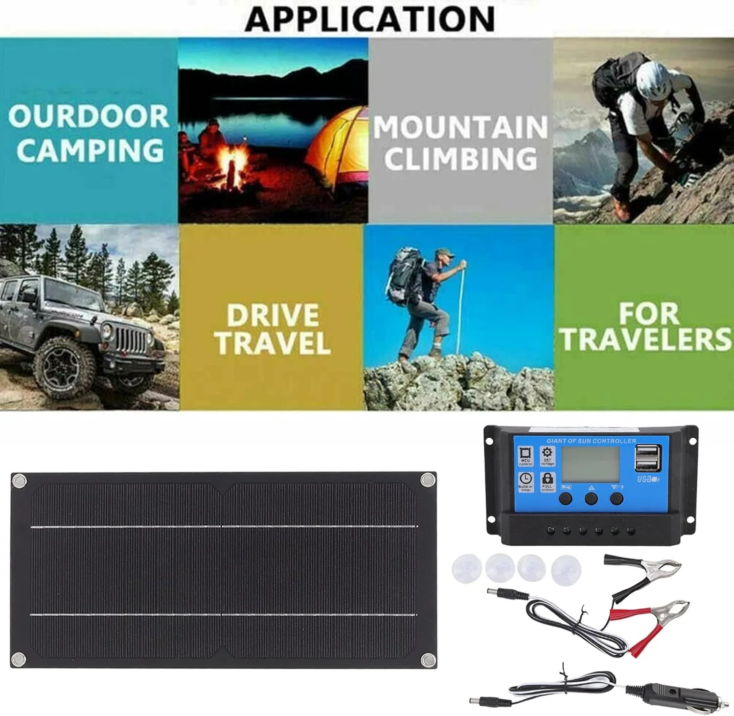 کیت پنل خورشیدی مونوکریستالین 600 وات 12 ولت Sorandy شامل پنل خورشیدی، کنترلر خورشیدی 100 آمپر، سیم اتصال و کابل توسعه با گیره برای موتورخانه
