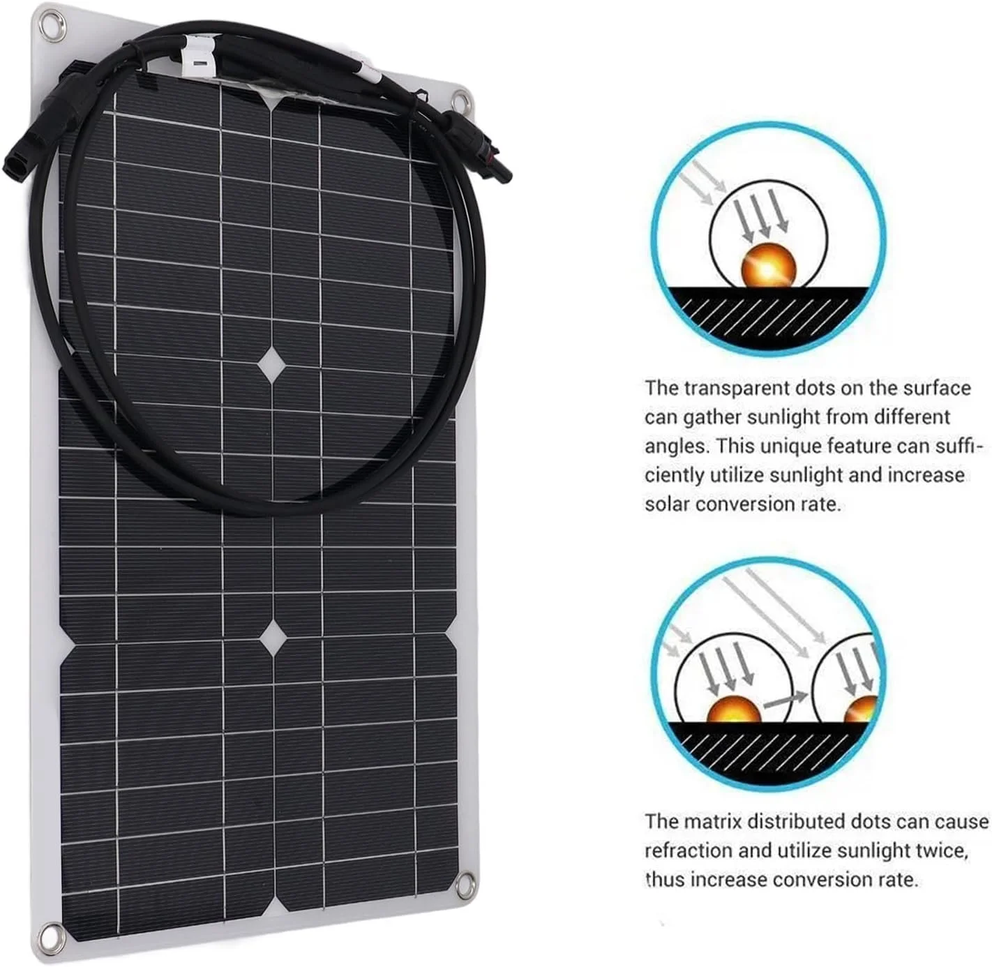 پنل خورشیدی انعطاف پذیر Cryfokt 300 وات 12 ولت، صفحه شارژ خورشیدی تک کریستالی قابل خم شدن برای دوربین مداربسته باتری، کاربرد خارج از شبکه برای RV، قایق، کابین، ون، ماشین، سطوح ناهموار پنل خورشیدی انعطاف پذیر Cryfokt 300 وات 12 ولت، صفحه شارژ خورشیدی تک کریستالی قابل خم شدن برای دوربین مداربسته باتری، کاربرد خارج از شبکه برای RV، قایق، کابین، ون، ماشین، سطوح ناهموار
