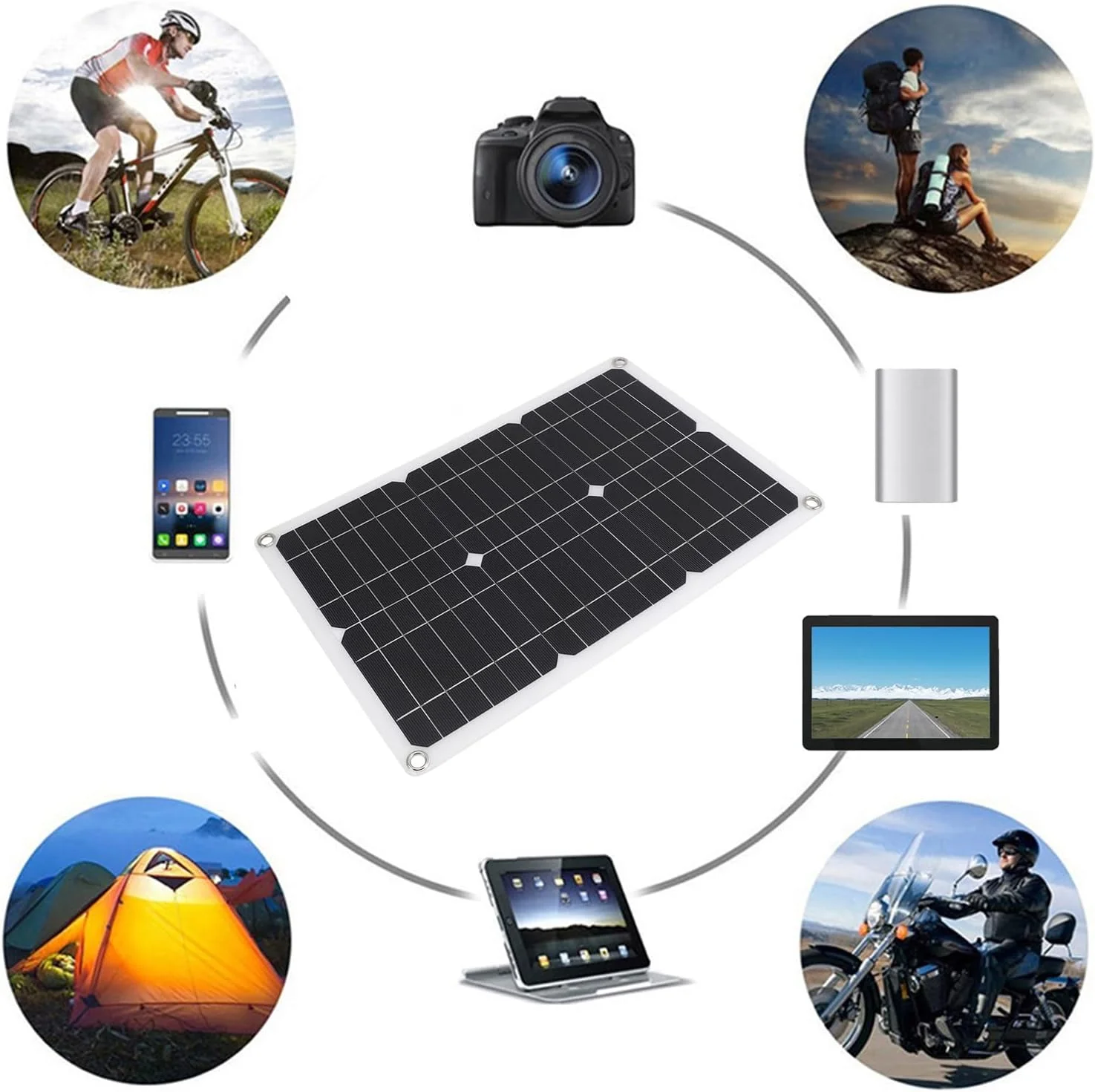 پنل خورشیدی انعطاف پذیر 20 واتی 18 ولتی، پنل خورشیدی نیمه انعطاف پذیر مونوکریستالی، پنل خورشیدی ضد آب انعطاف پذیر، ماژول خورشیدی قابل حمل برای سقف RV، قایق، کابین، ون، سطوح ناهموار